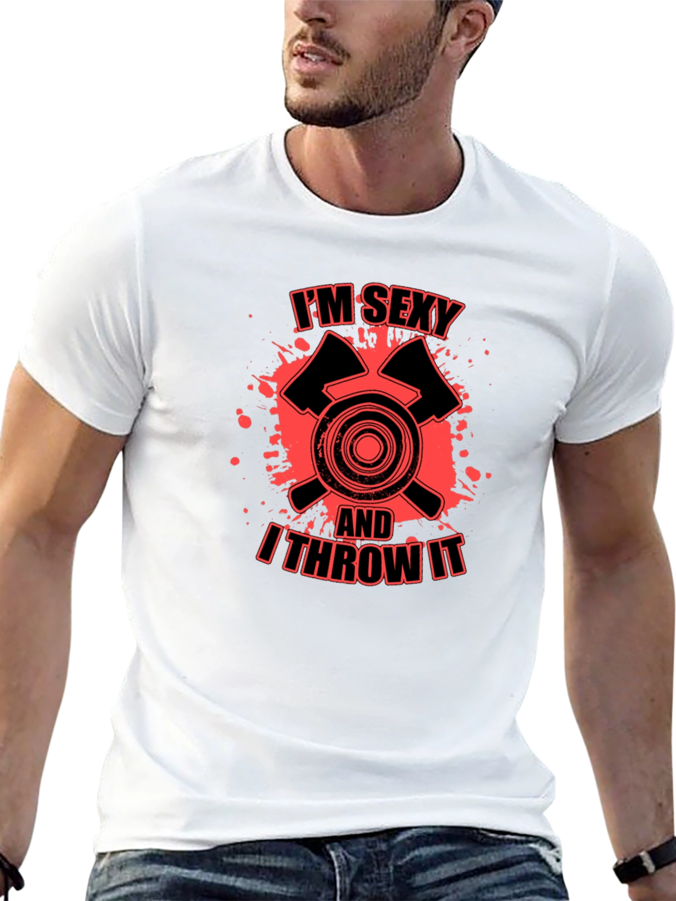 Black I'm Sexy And I Throw It Axe Throwing T-Shirt view 13