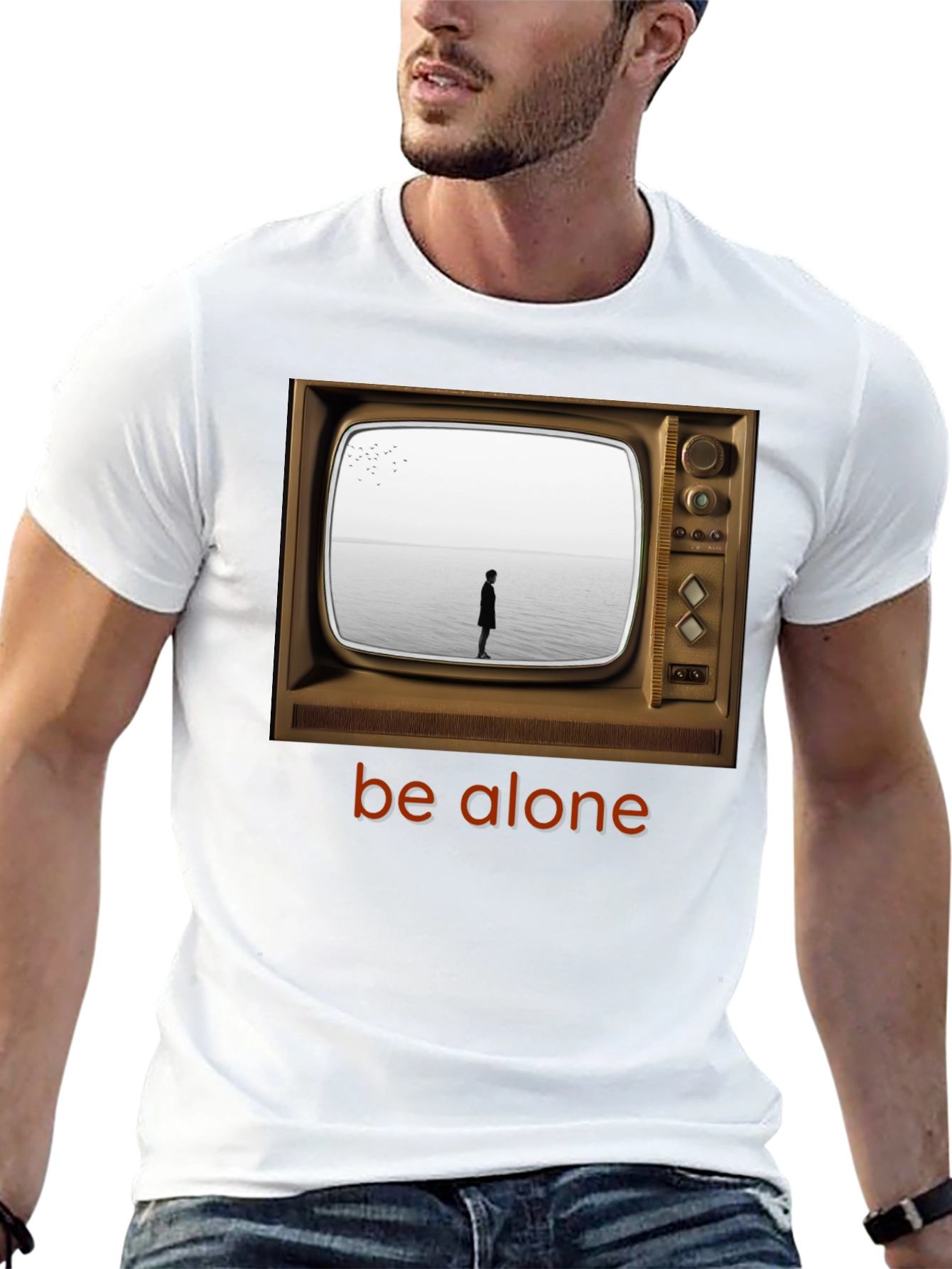 Black Retro TV Graphic Tee - Be Alone Comfort Fit view 13