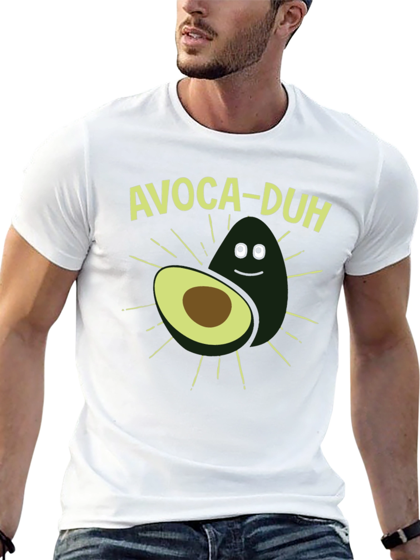Black Avoca-duh Funny Avocado Graphic T-Shirt view 13