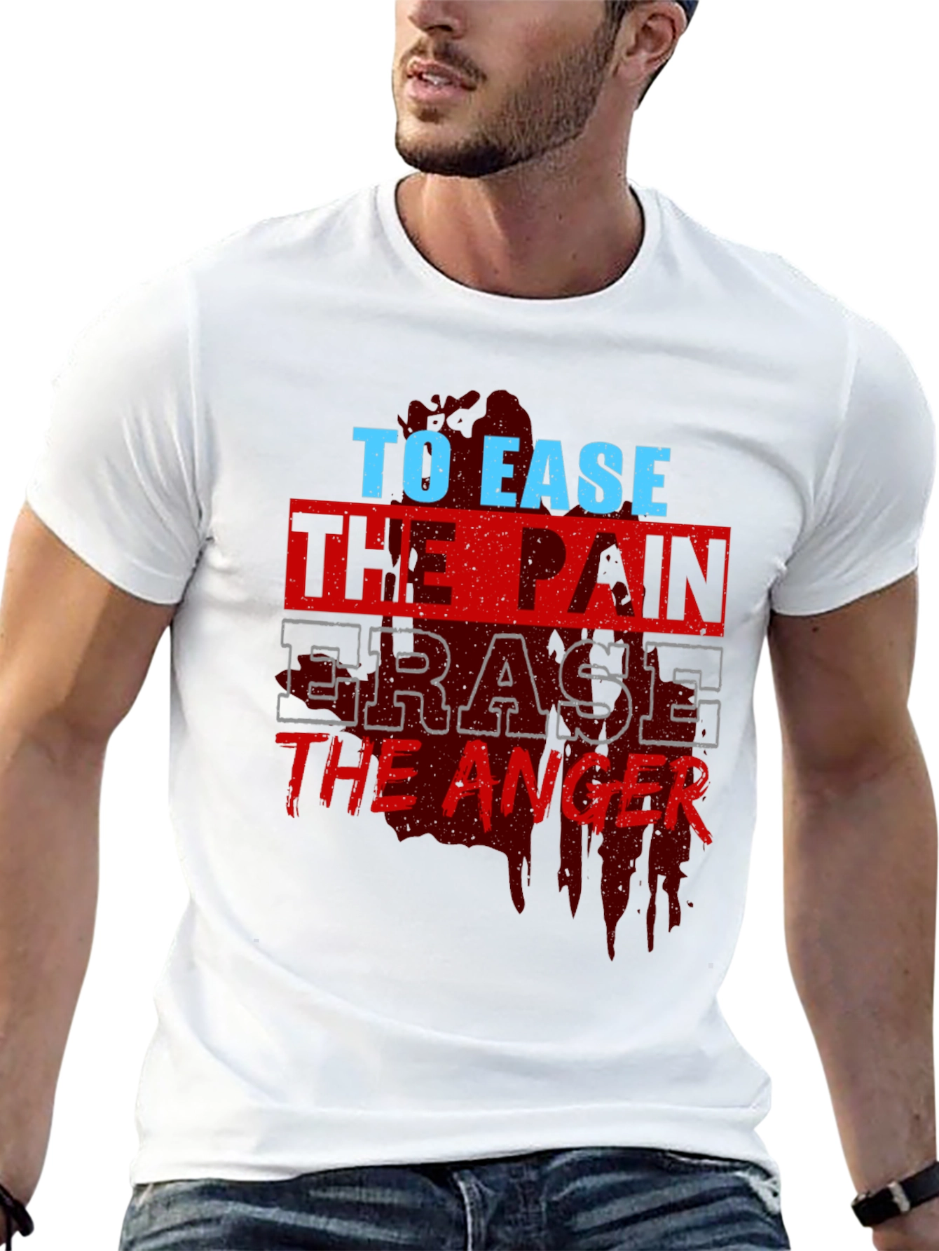 Black To Ease the Pain Men's Black Graphic T-Shirt view 13