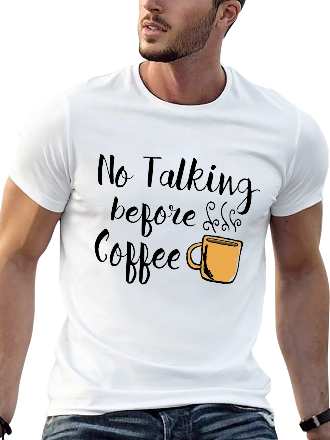 Black No Talking Before Coffee Graphic Tee - Black view 13
