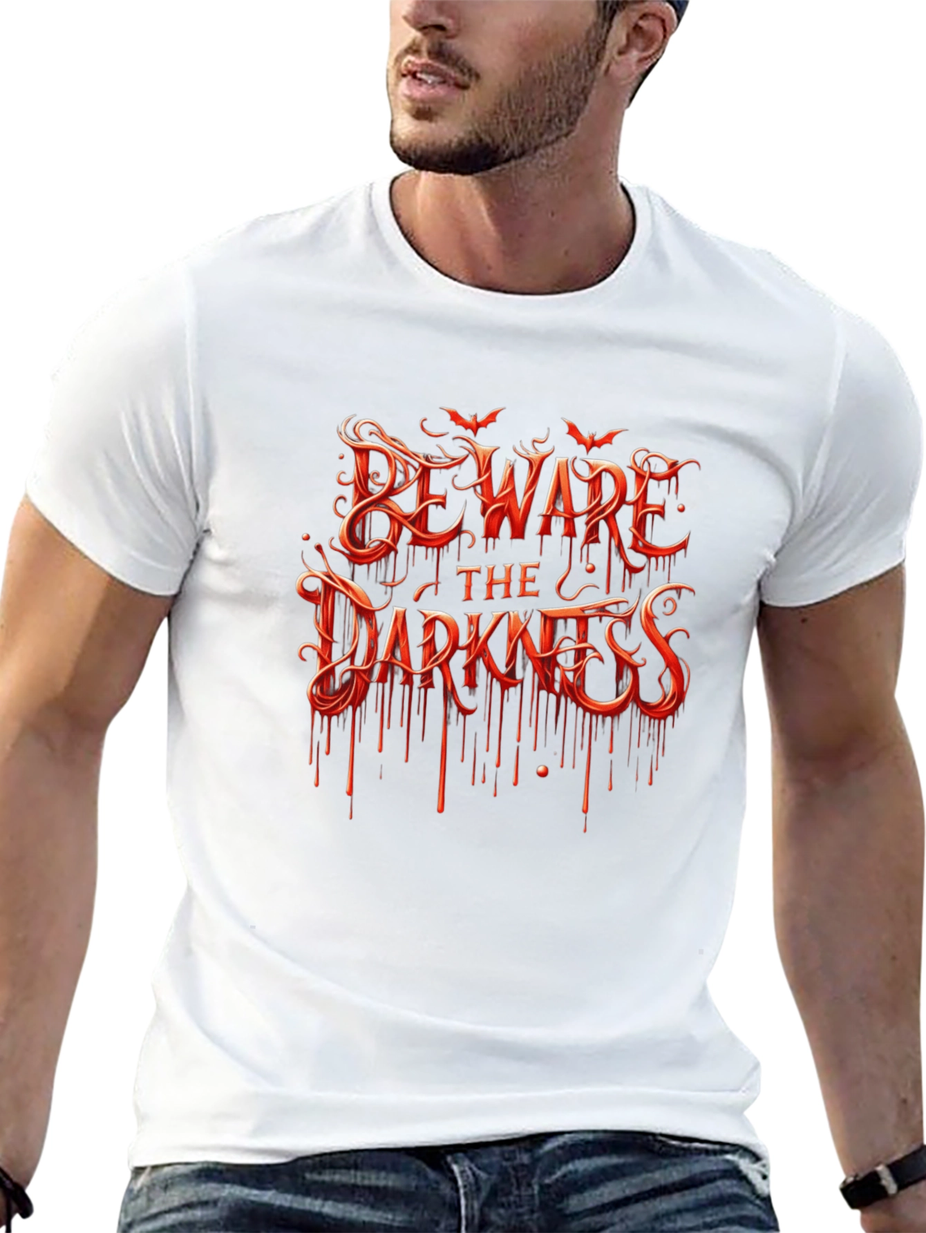 Black Beware the Darkness Graphic Tee - Halloween Style view 13