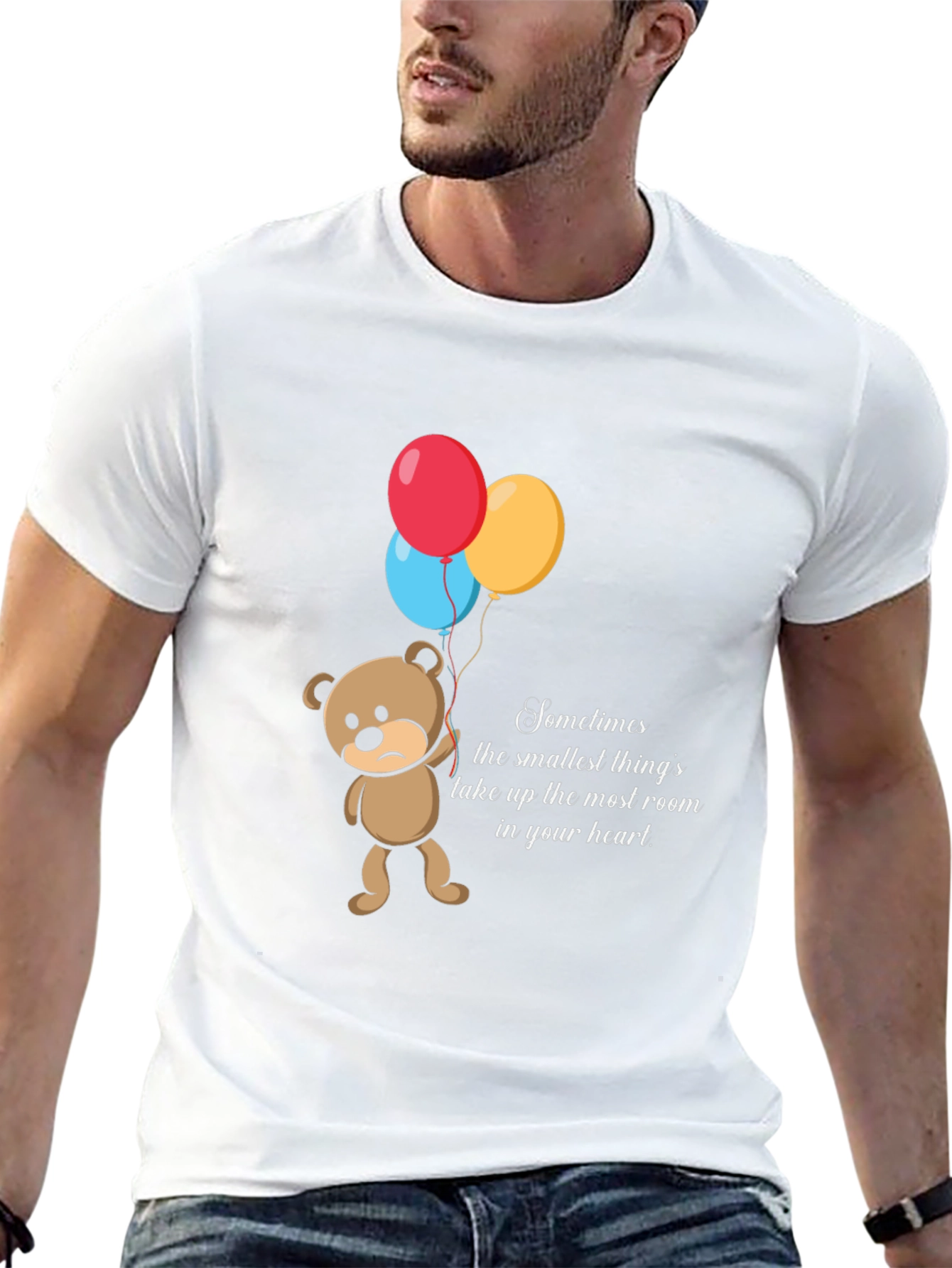 Black Sad Bear Balloons Graphic T-Shirt view 13