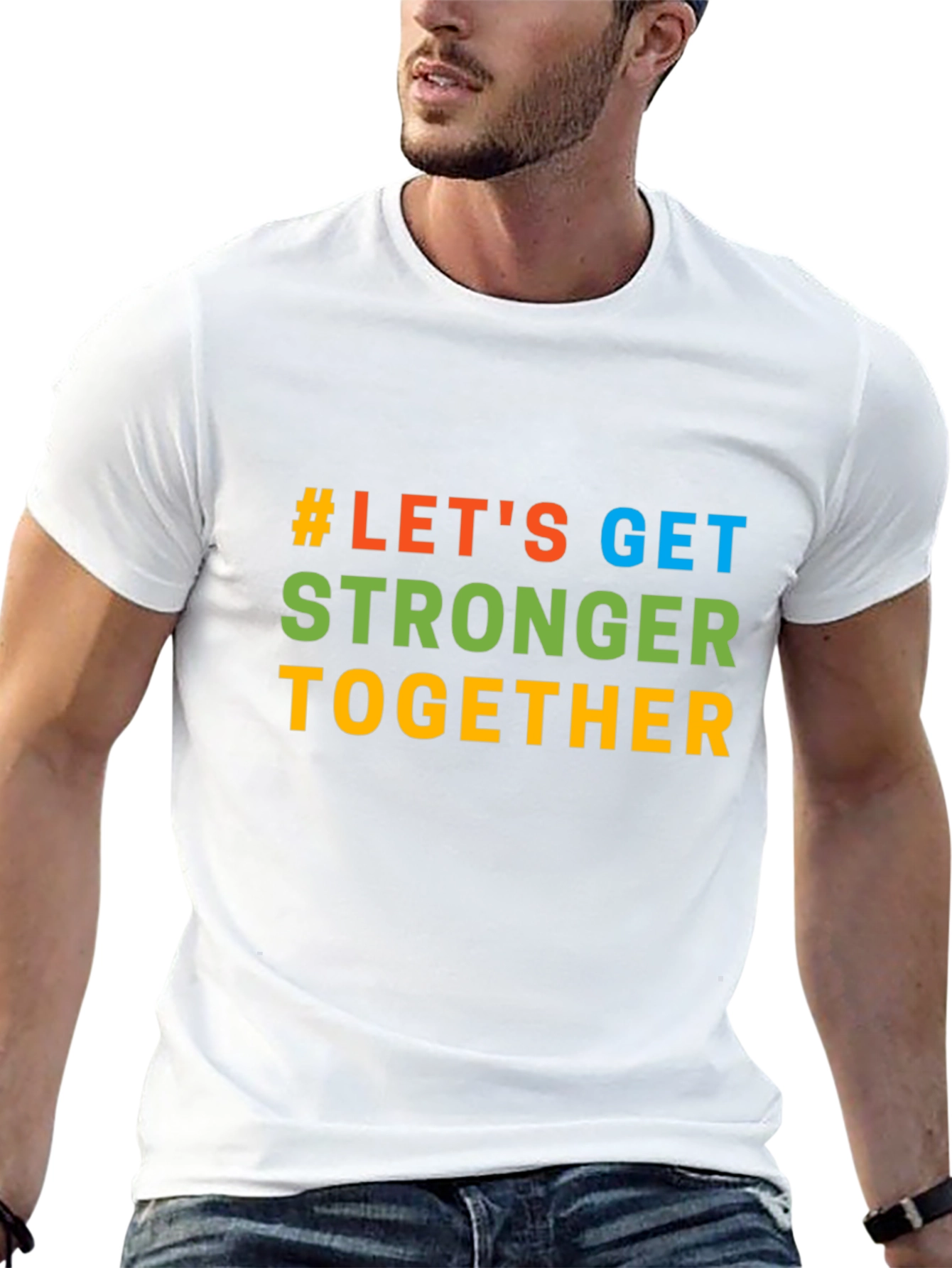 Black Let's Get Stronger Together Black T-Shirt view 13