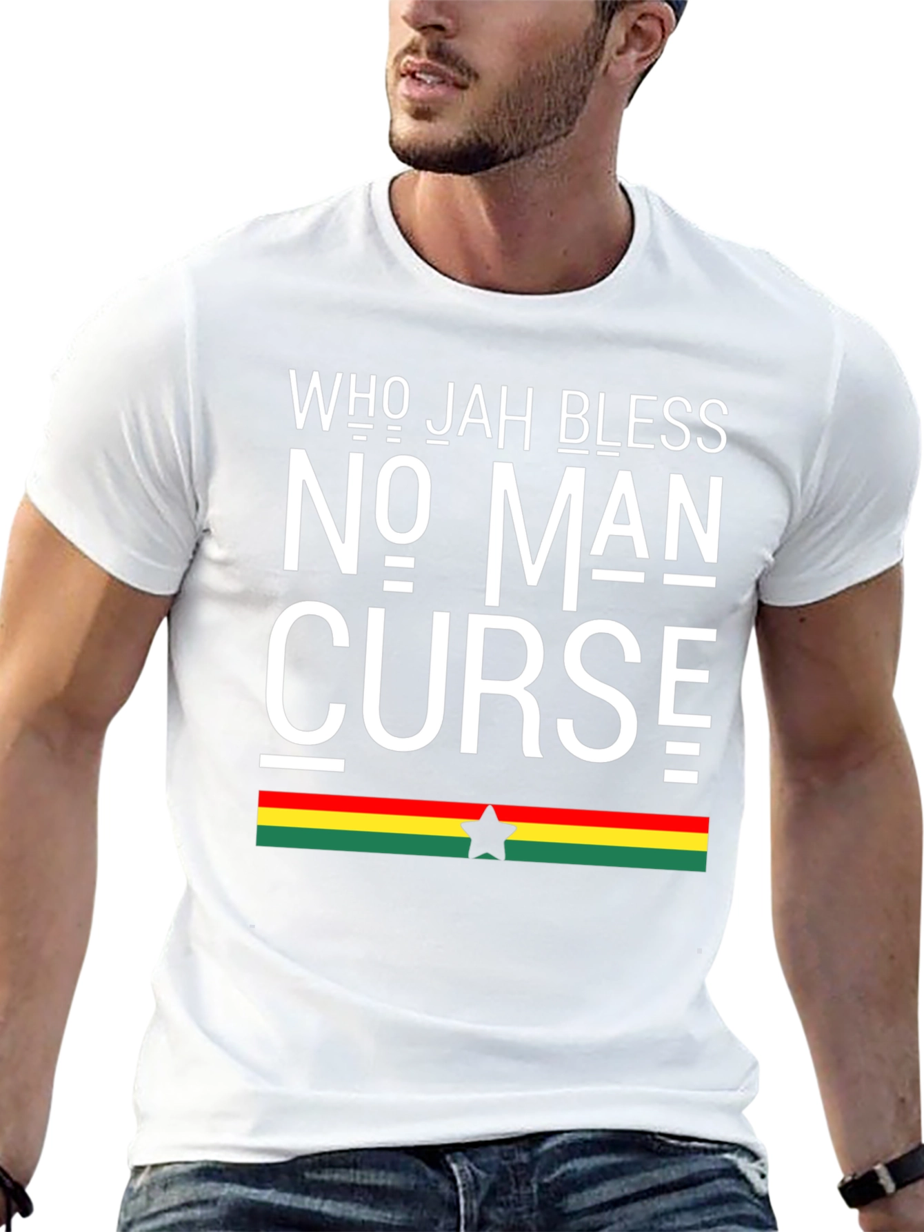 Black Who Jah Bless No Man Curse Graphic Tee view 13