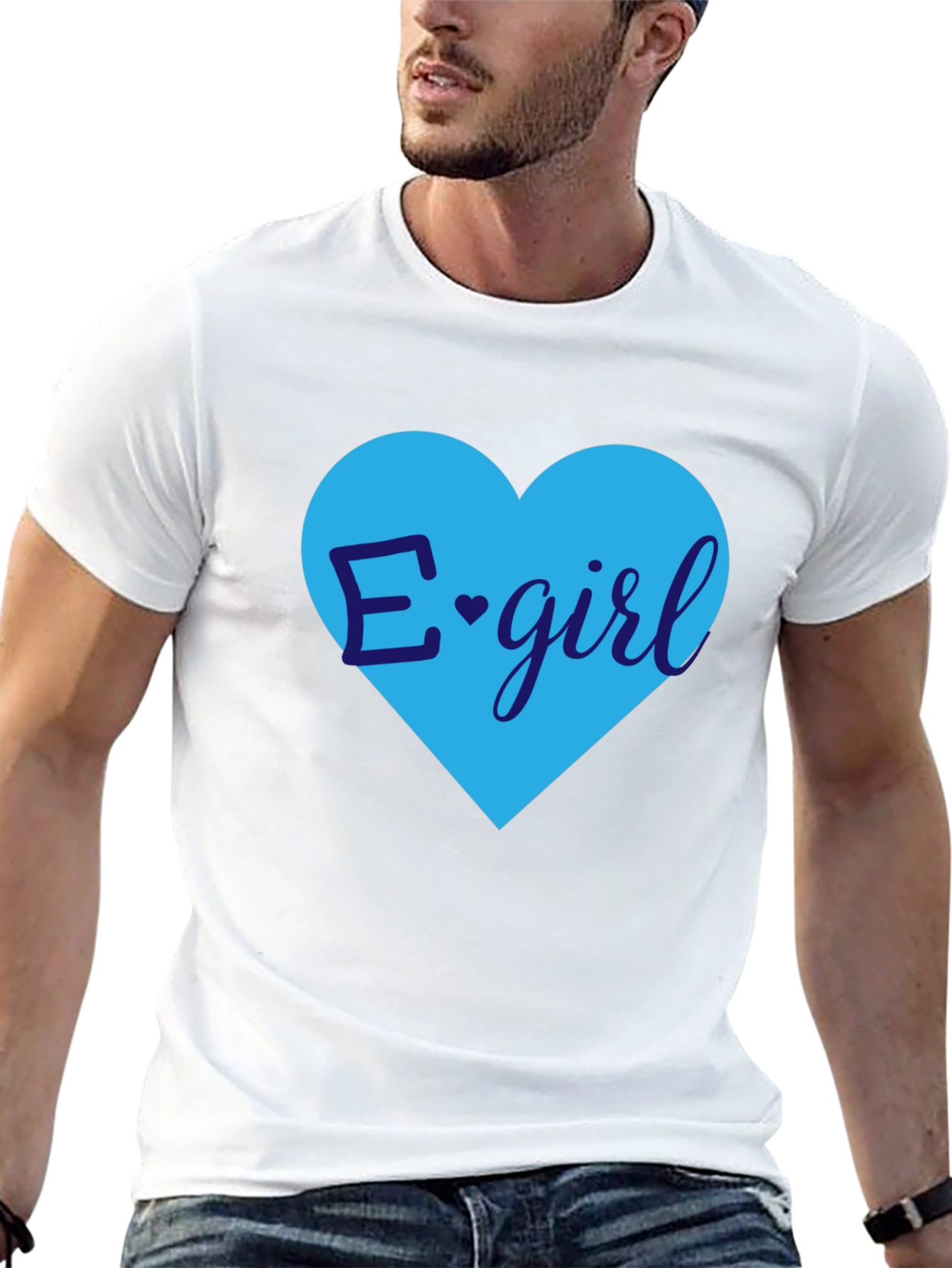 Black E-Girl Heart Graphic Tee - Trendy Casual Top view 13