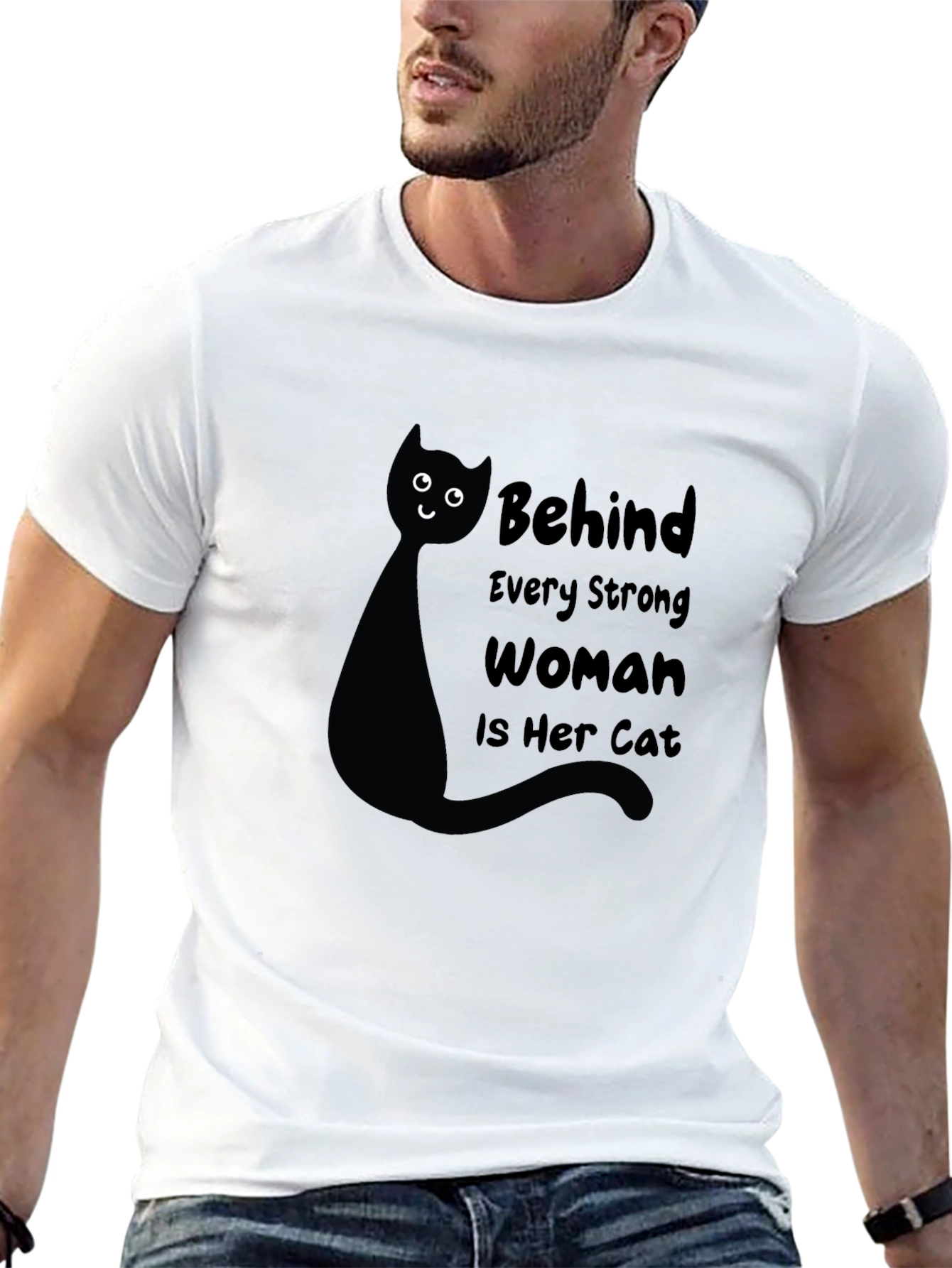 Black Behind Every Strong Woman is Her Cat T-Shirt view 13