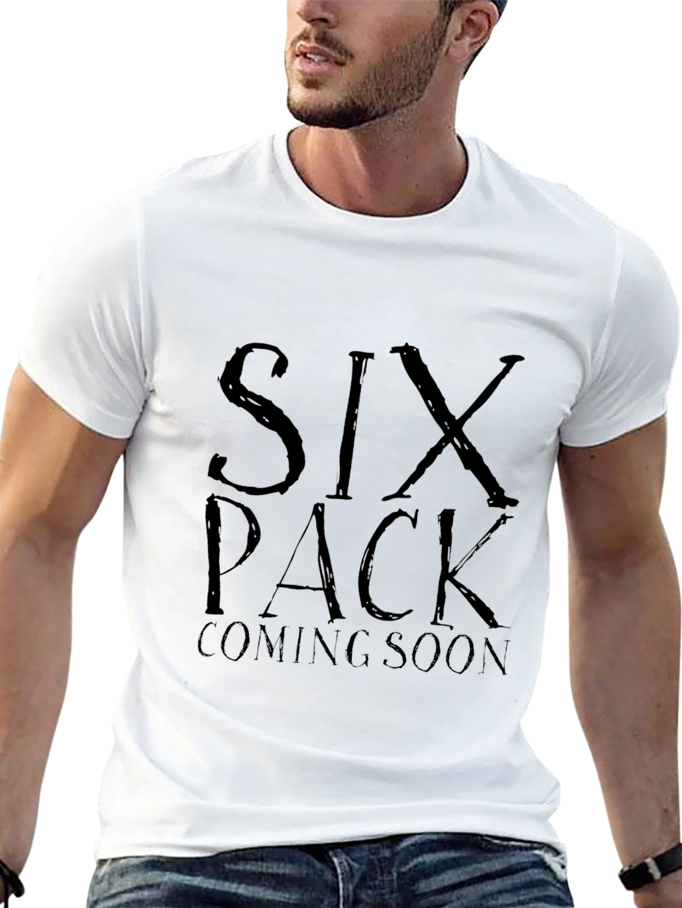 Black Six Pack Coming Soon Men's Black T-Shirt view 13