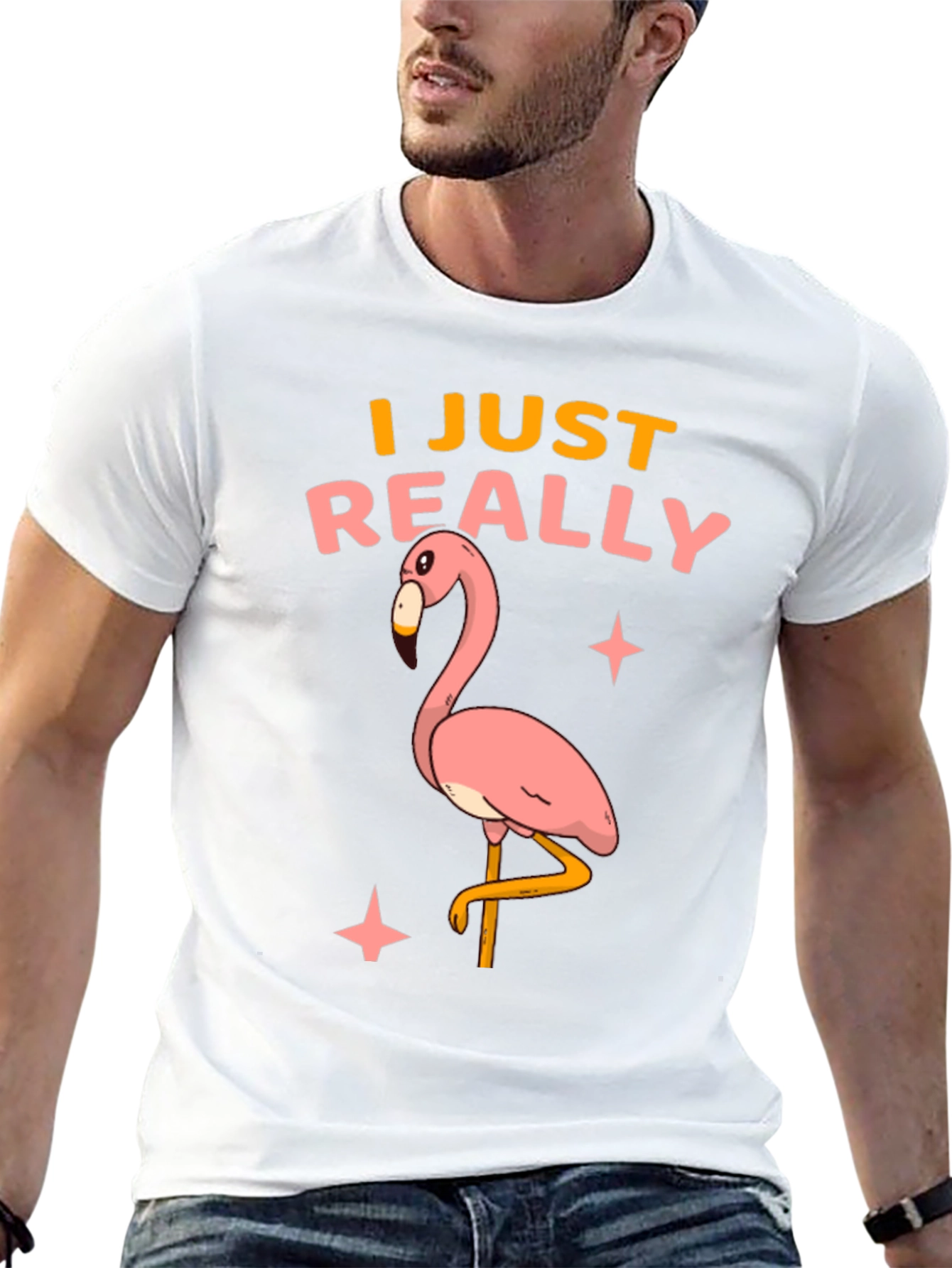Black Flamingo Graphic T-Shirt - "I Just Really Like Flamingos" view 13