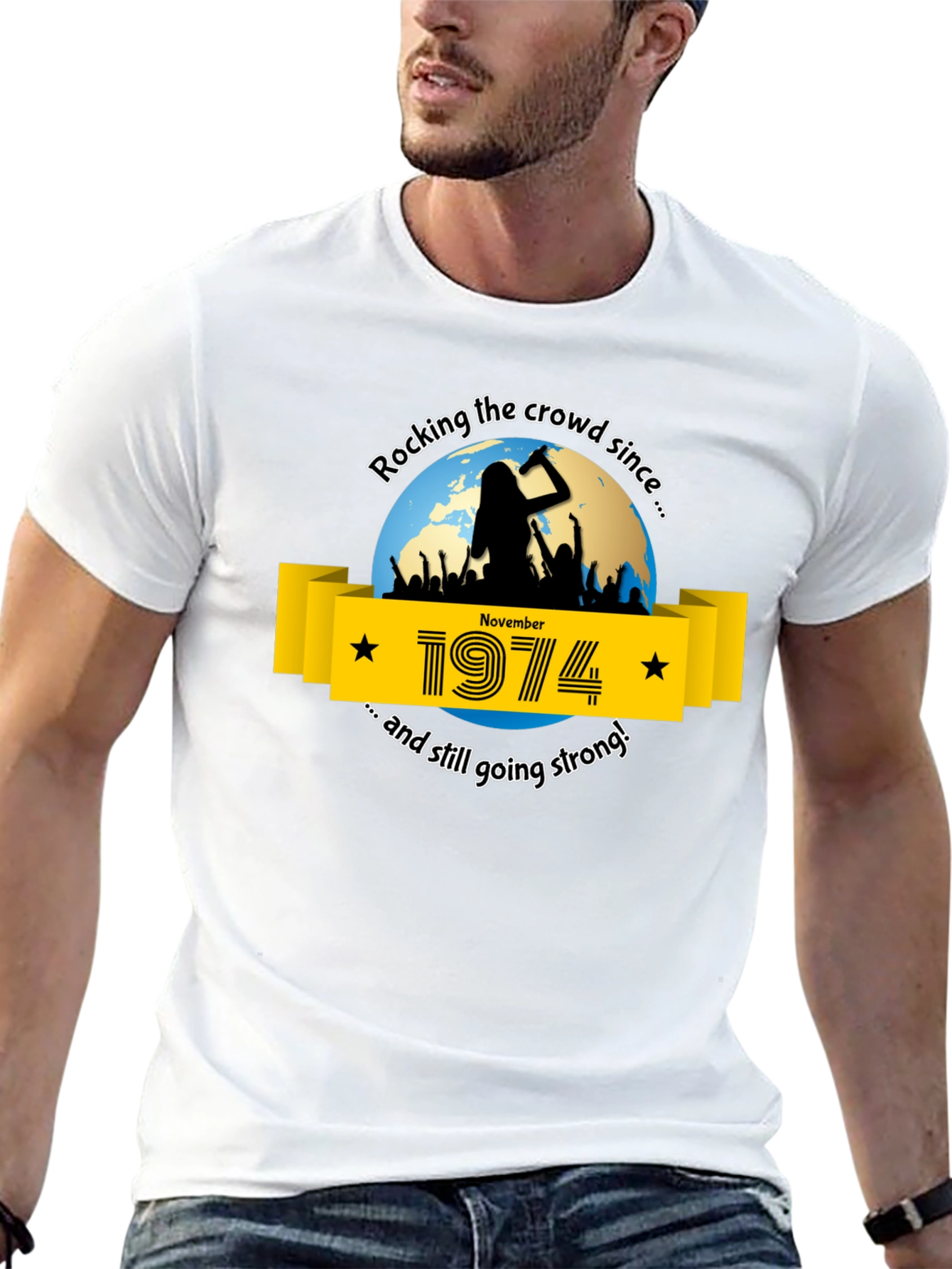 Black Rocking the Crowd Since 1974 T-Shirt view 13