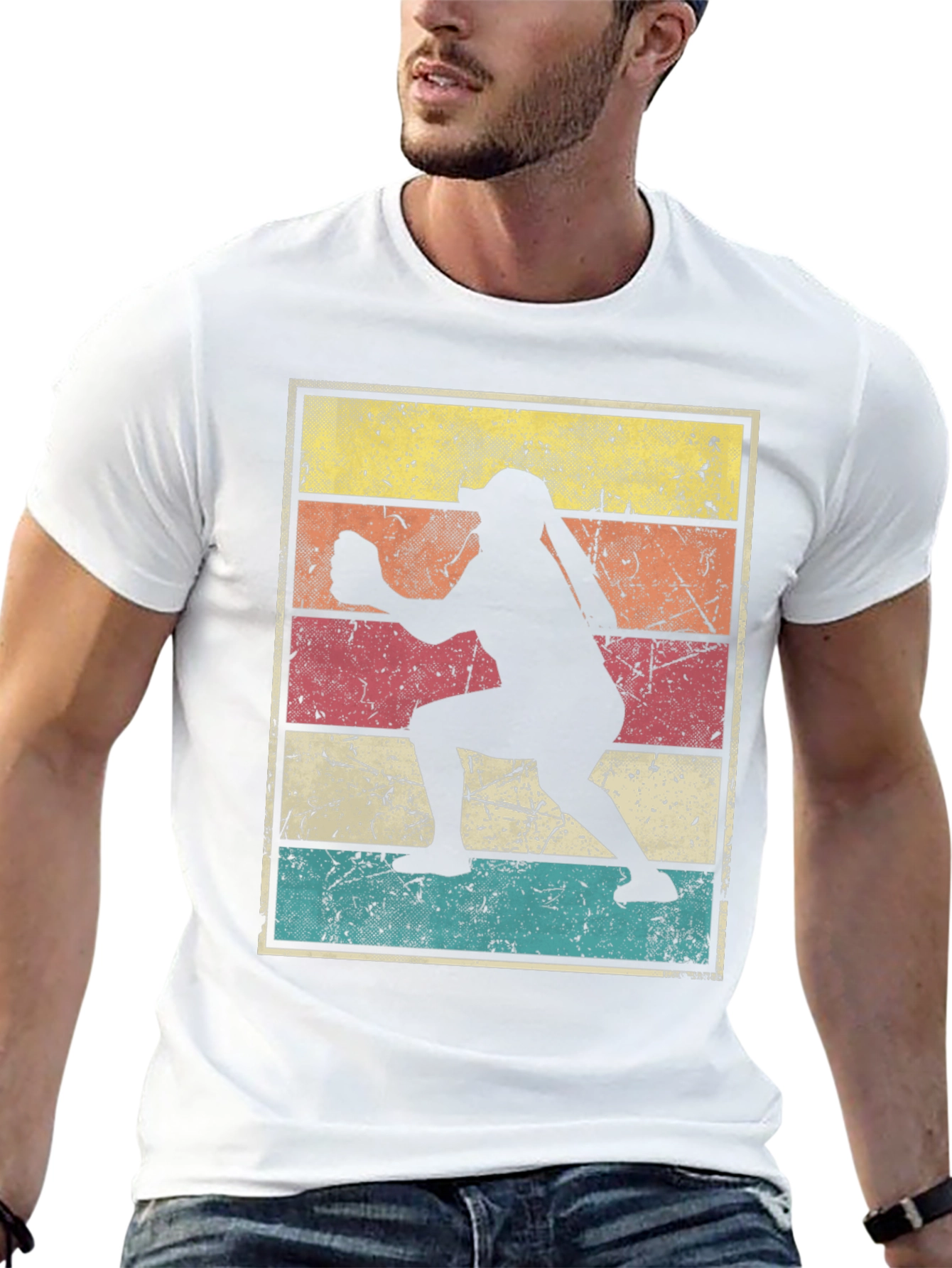 Black Vintage Softball Player T-Shirt view 13