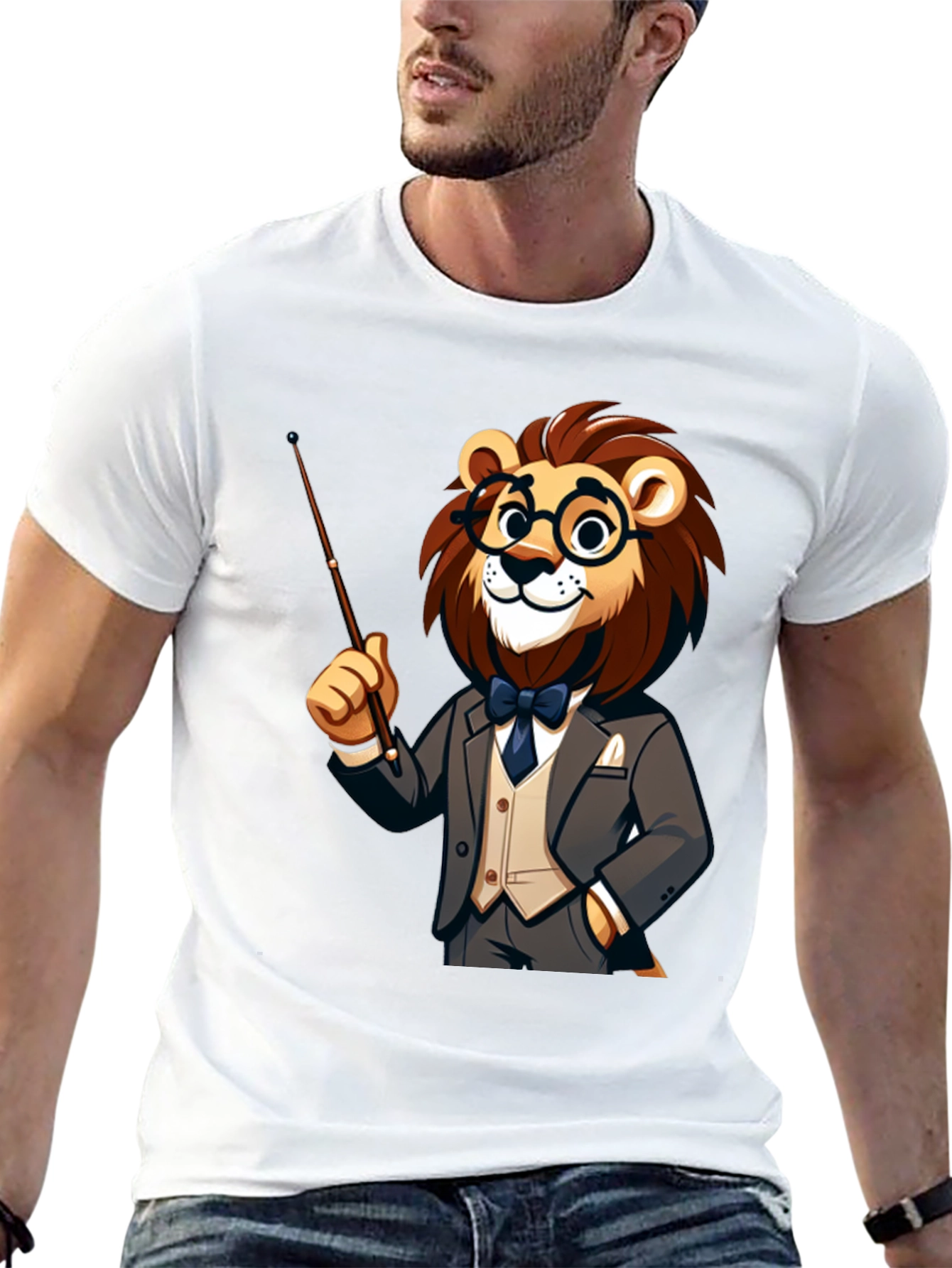 Black Lion Professor T-Shirt - Intellectual Animal Tee view 13
