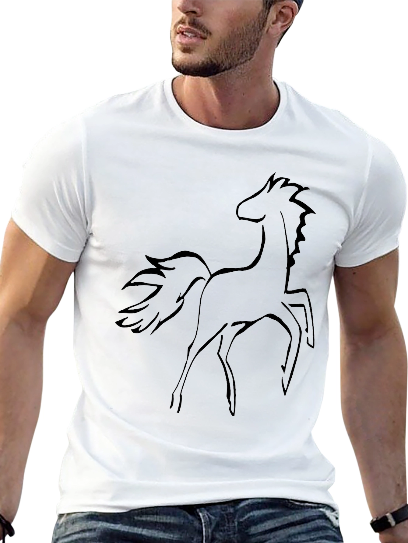 Black Men's Black Horse Graphic Tee view 13