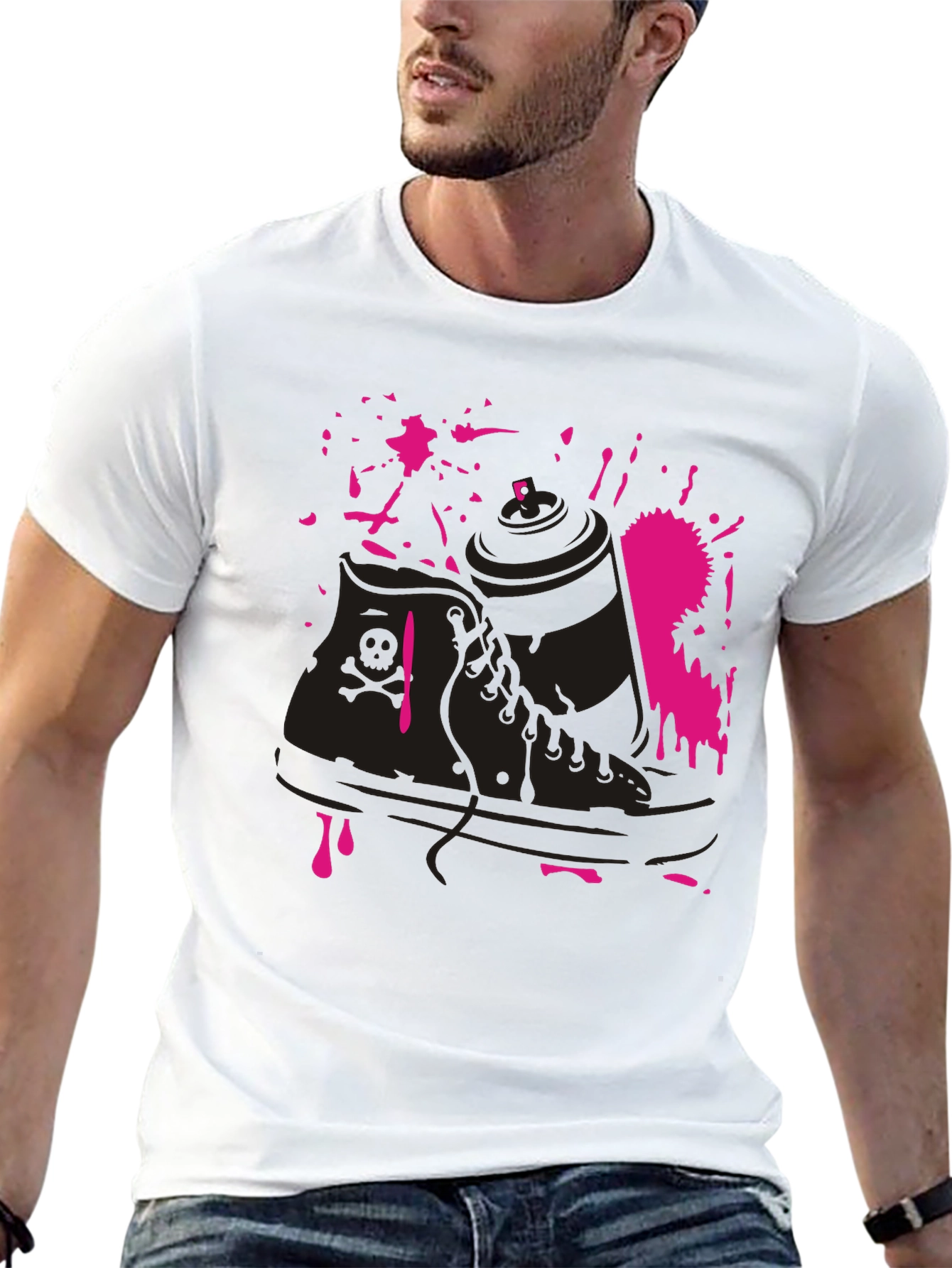 Black Sneaker & Spray Paint Graphic T-Shirt view 13