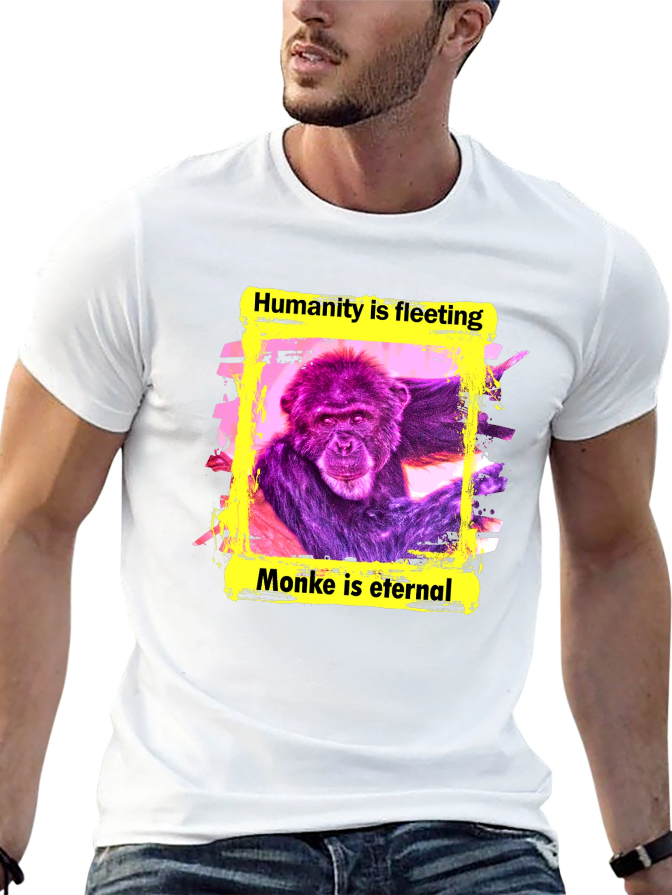 Black Monke is Eternal T-Shirt - Funny Ape Graphic Tee view 13
