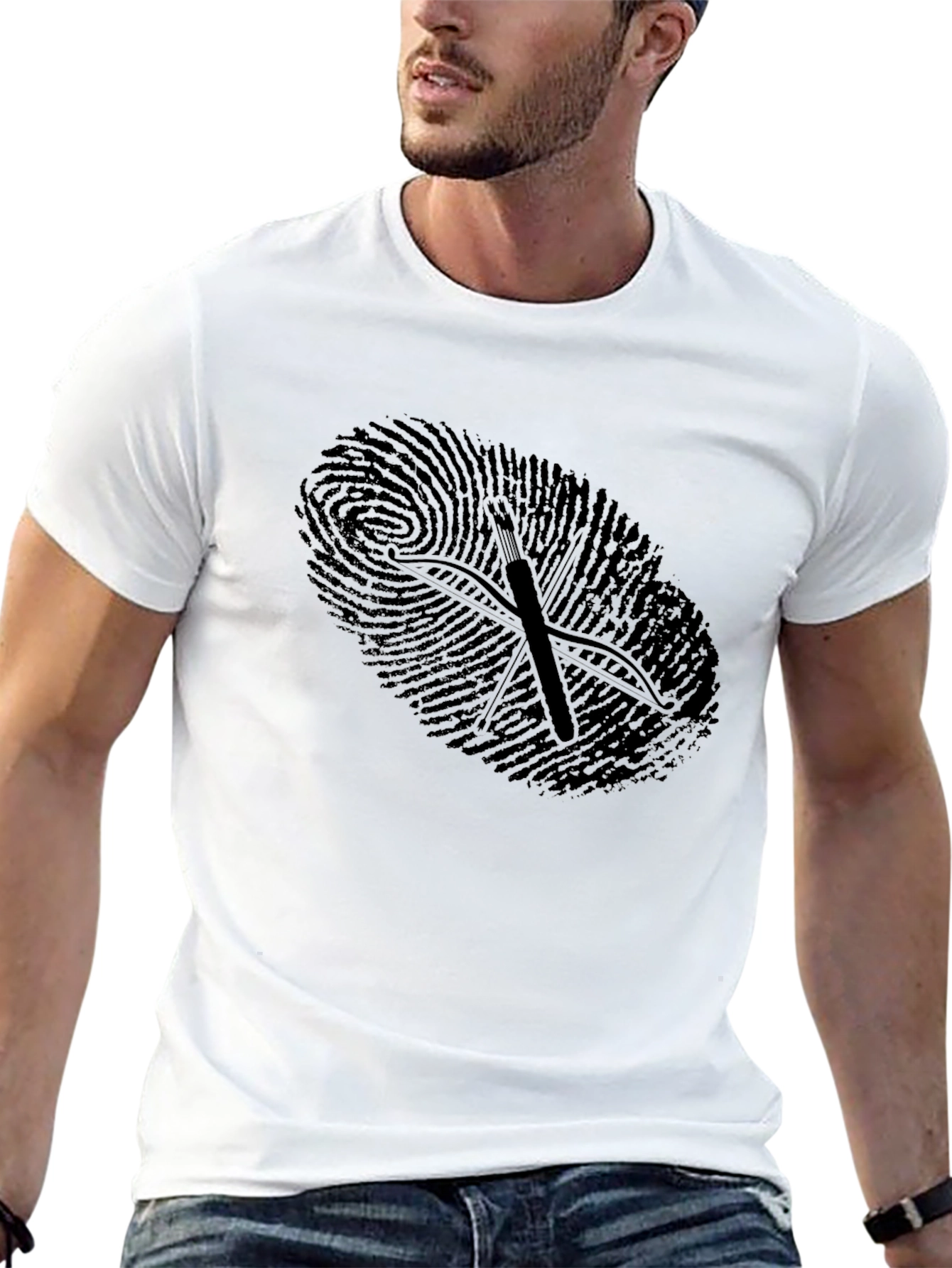 Black Black Fingerprint Archer T-Shirt view 13