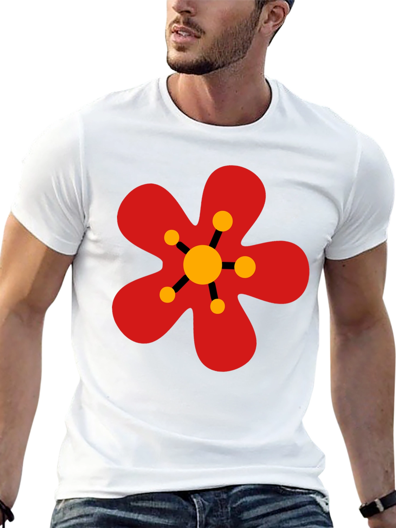 Black Retro Flower Power Graphic Tee - Black view 13