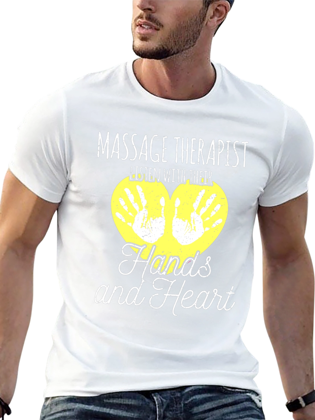 Black Massage Therapist T-Shirt - Listen With Their Hands and Heart view 13