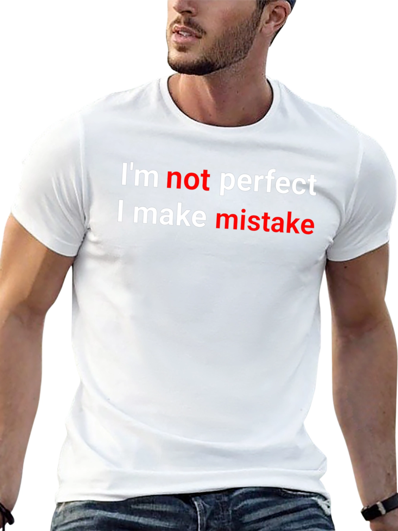 Black Humorous Graphic T-Shirt - I'm Not Perfect Design view 13