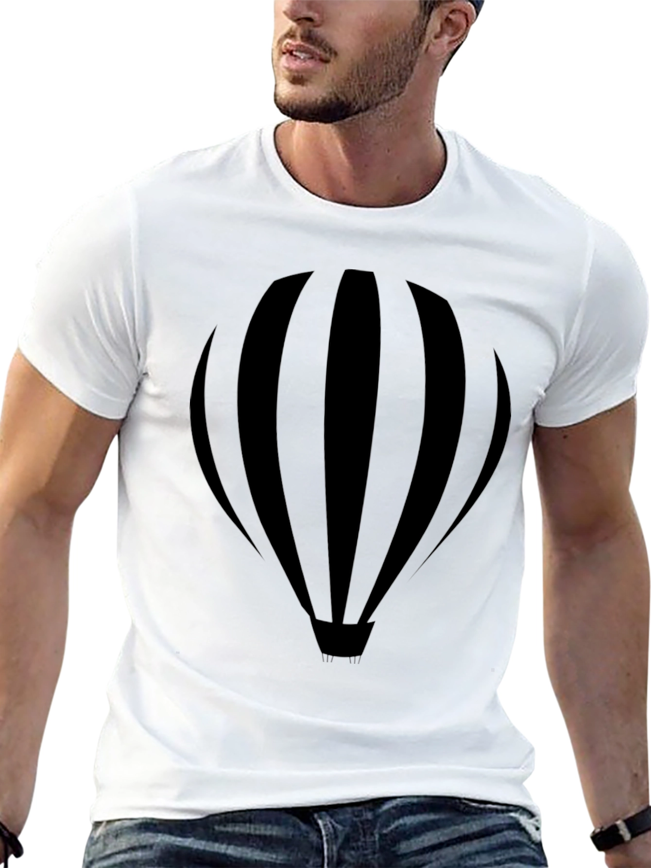 Black Black Hot Air Balloon Graphic Tee for Men view 13