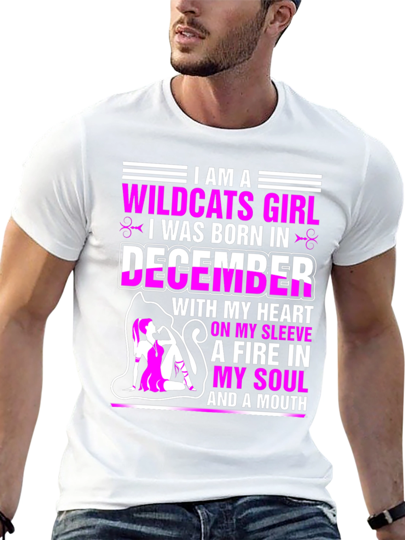 Black Wildcats Girl December Birthday T-Shirt view 13