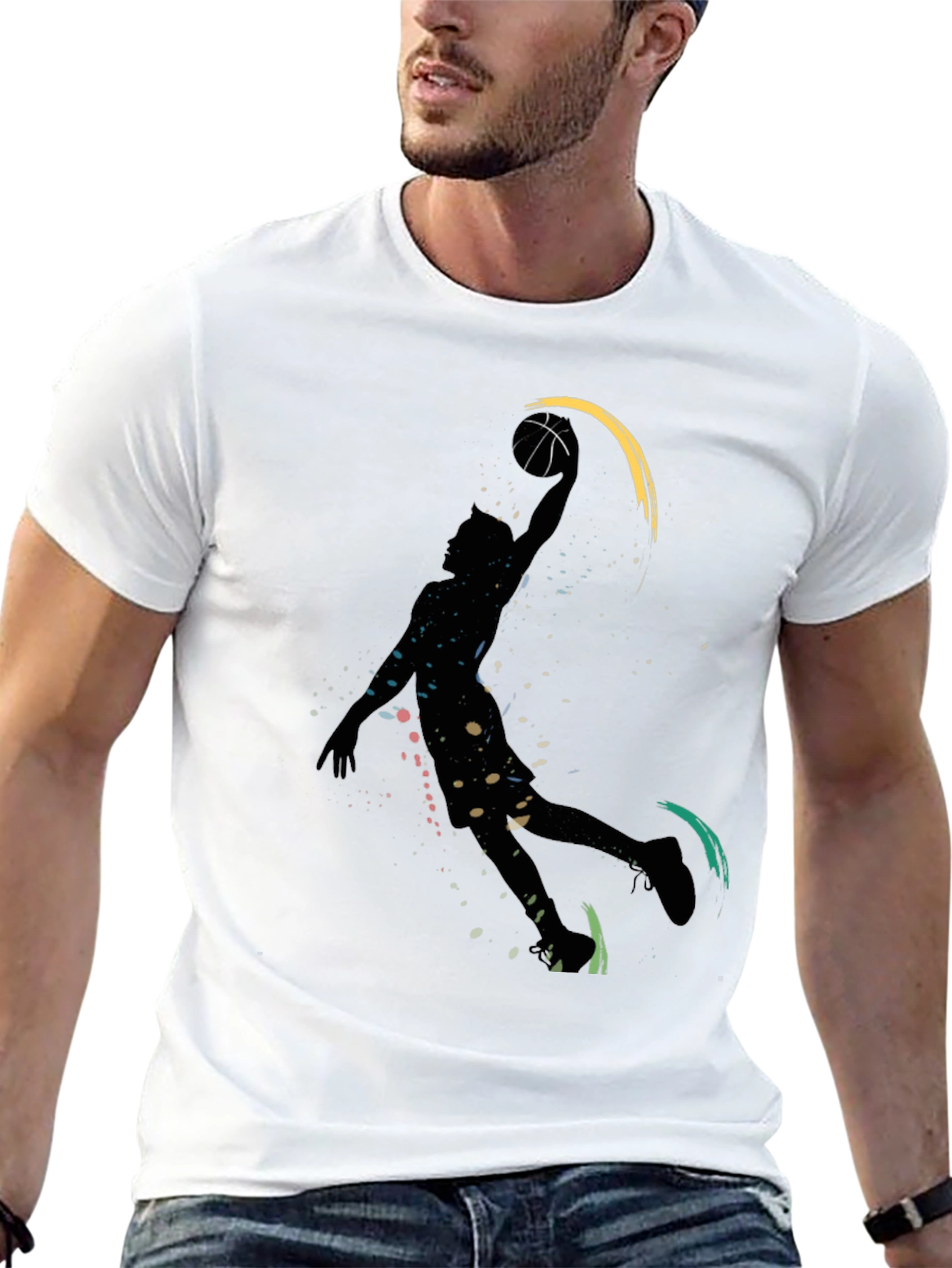 Black Basketball Silhouette Graphic T-Shirt view 13