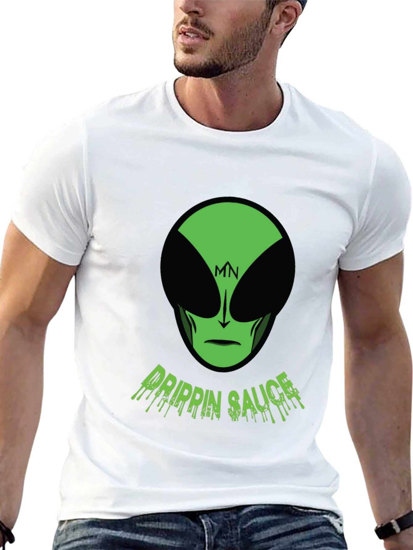 Black Men's Black Drippin' Sauce Alien Graphic Tee view 13
