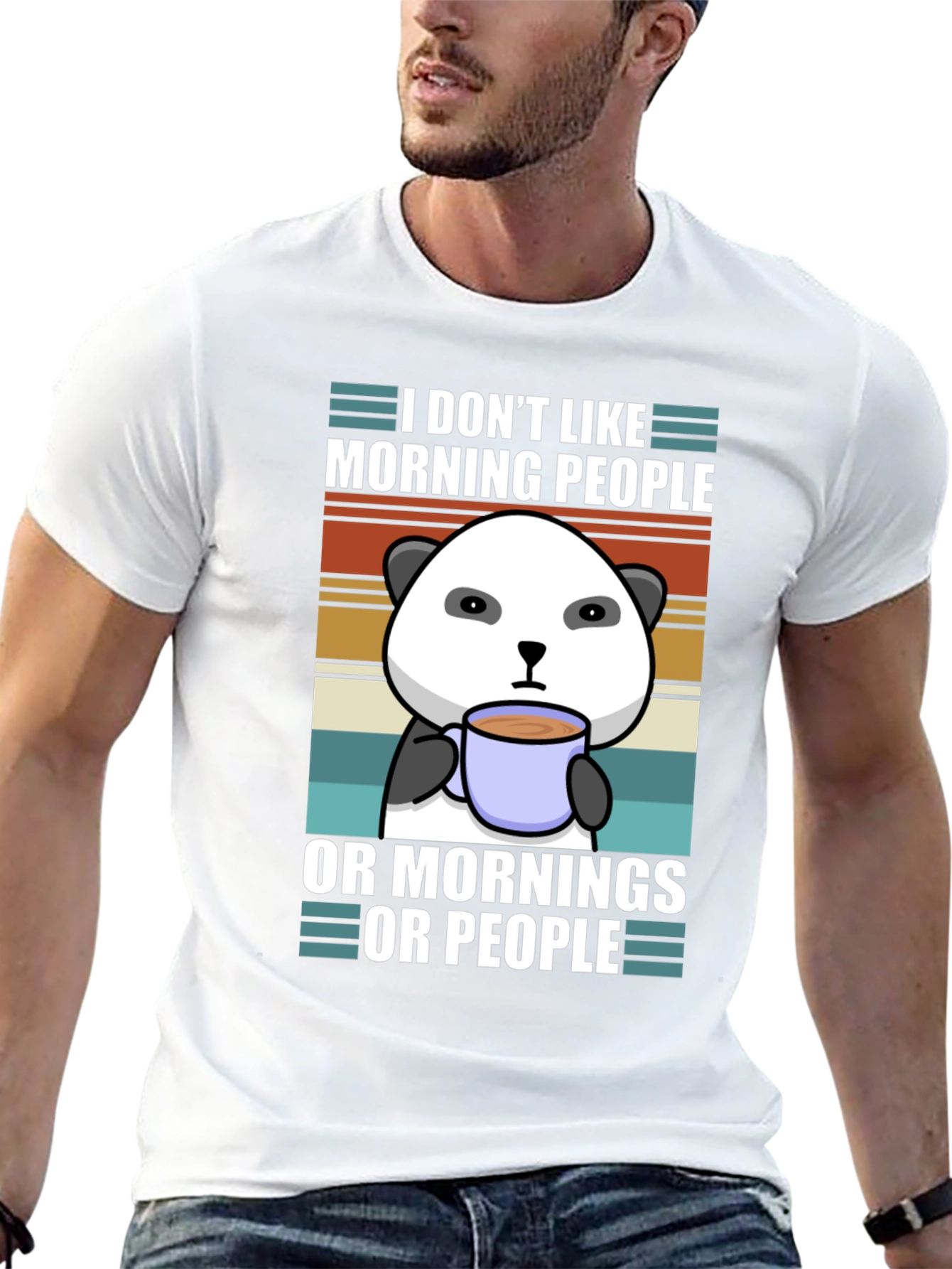 Black I Don't Like Morning People Panda Graphic Tee view 13