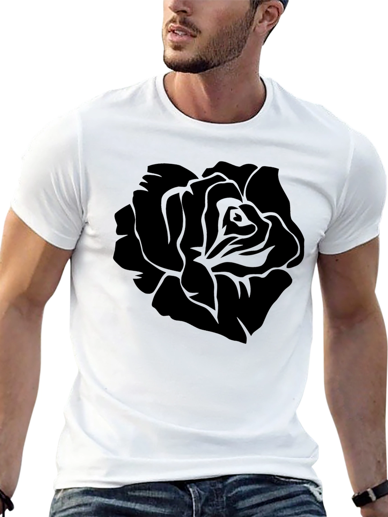 Black Black Rose Graphic Tee - Modern Style view 13