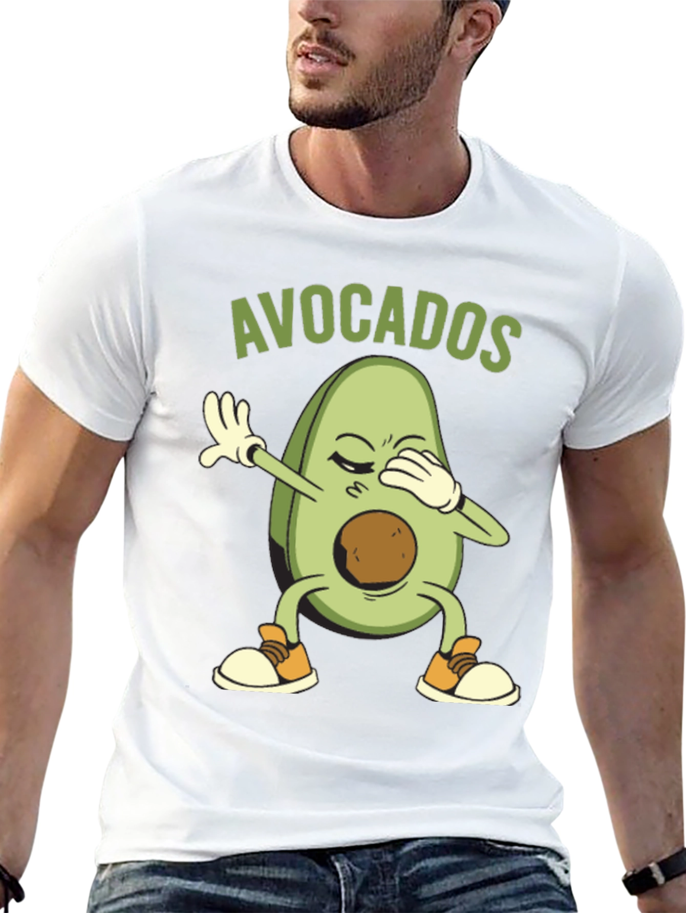 Black Avocado Dabbing Graphic Tee - Novelty T-Shirt view 13