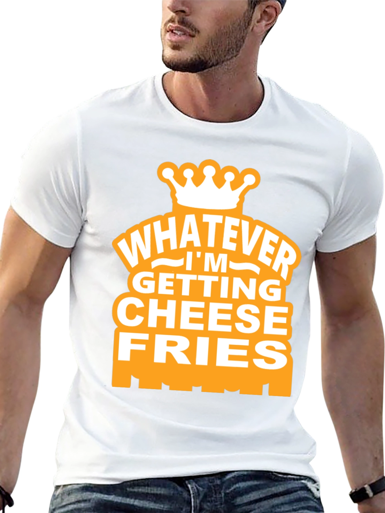 Black Whatever I'm Getting Cheese Fries Black T-Shirt view 13