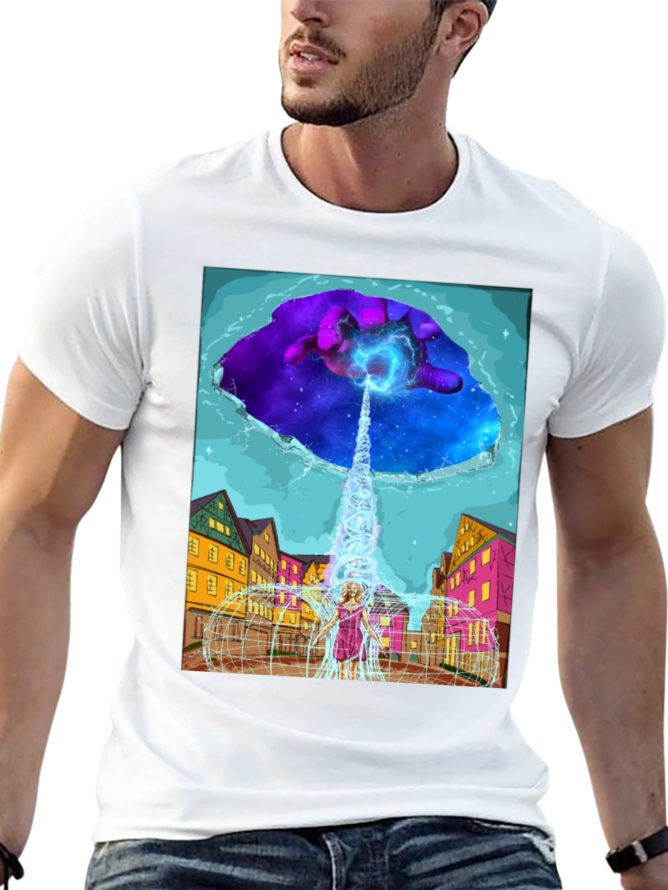 Black Cosmic Portal T-Shirt - Unique Graphic Tee view 13