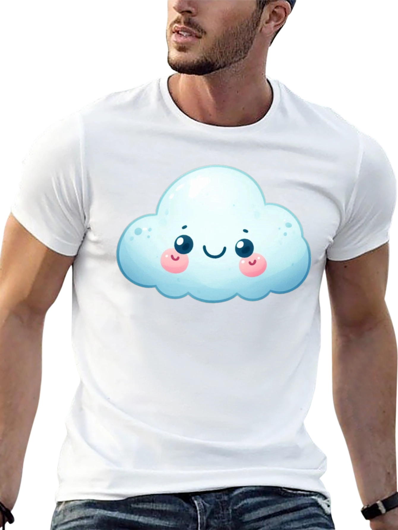 Black Cute Cloud Graphic T-Shirt - Black Cotton Tee view 13