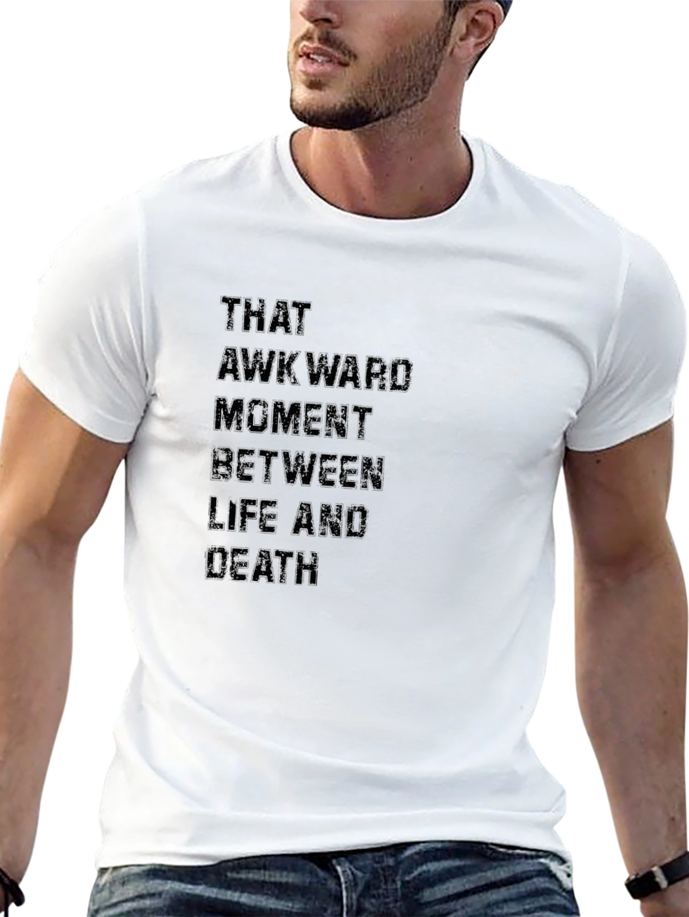 Black Awkward Moment Life Death Black Graphic Tee view 13