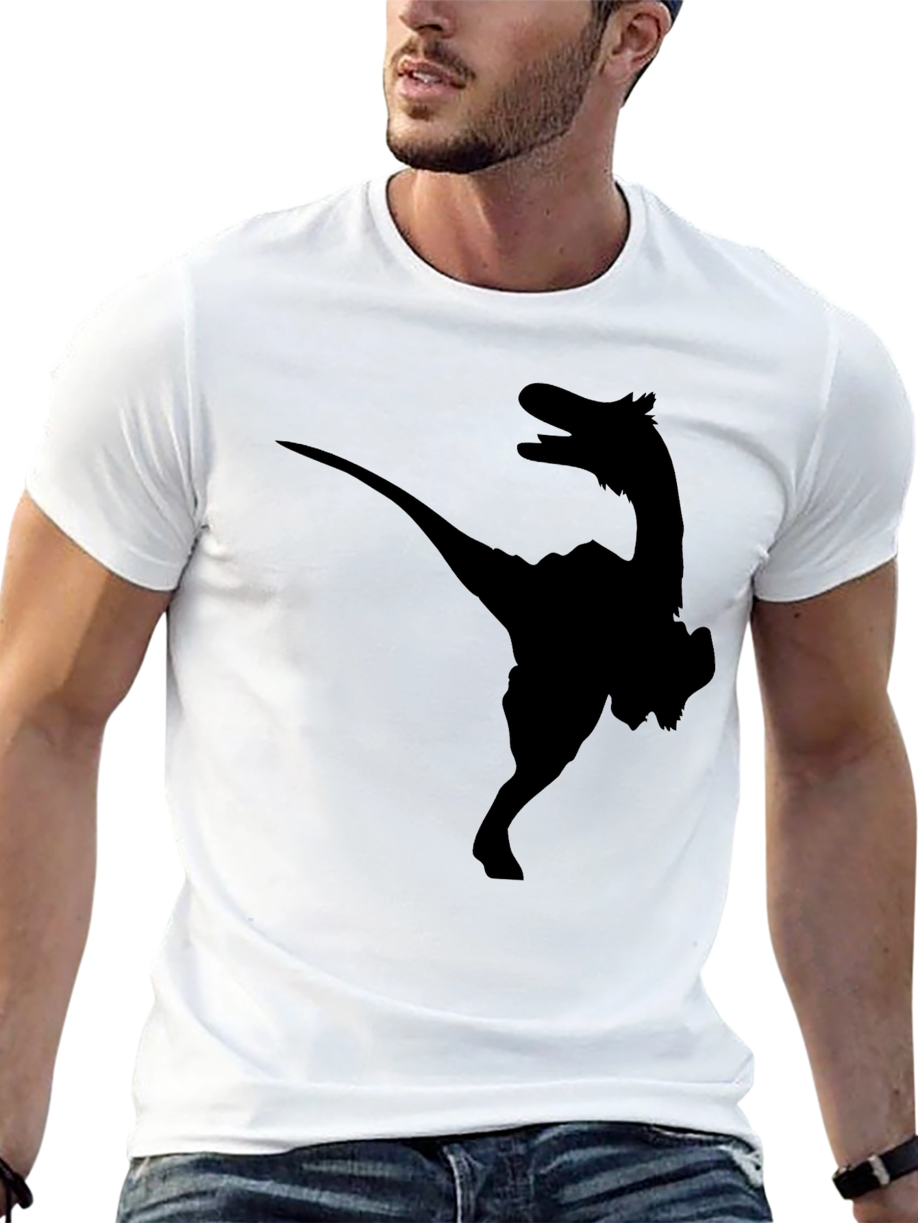 Black Dino Silhouette Black T-Shirt view 13