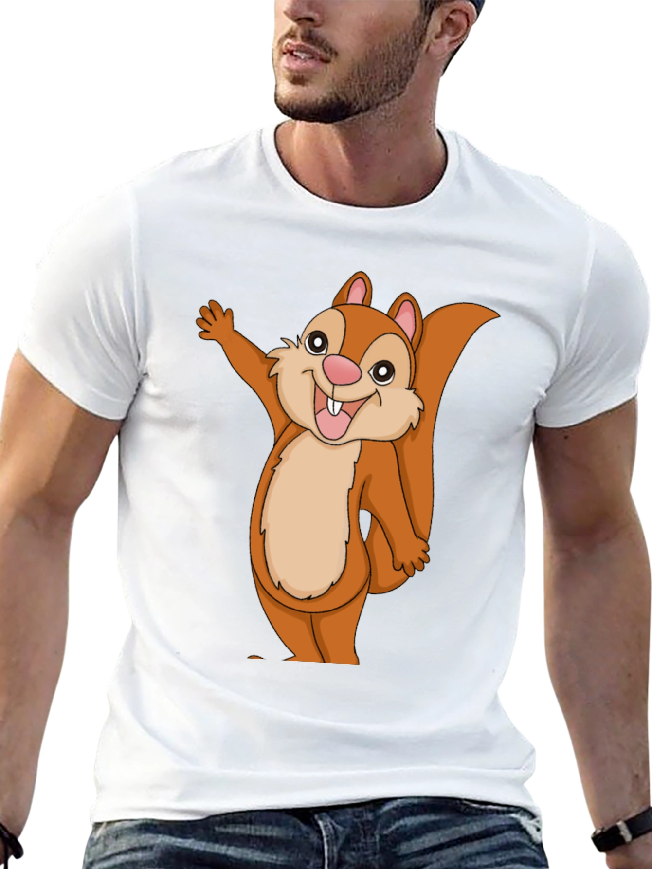 Black Cute Cartoon Squirrel Graphic T-Shirt view 13