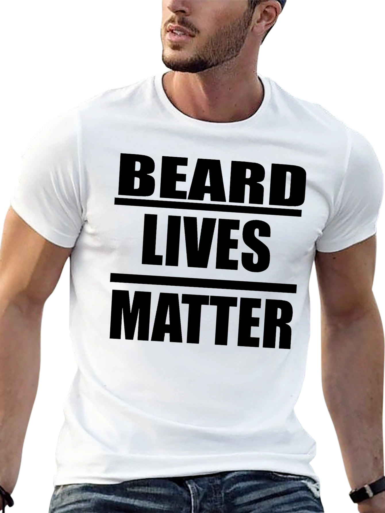 Black Beard Lives Matter Graphic T-Shirt - Black Cotton Tee view 13