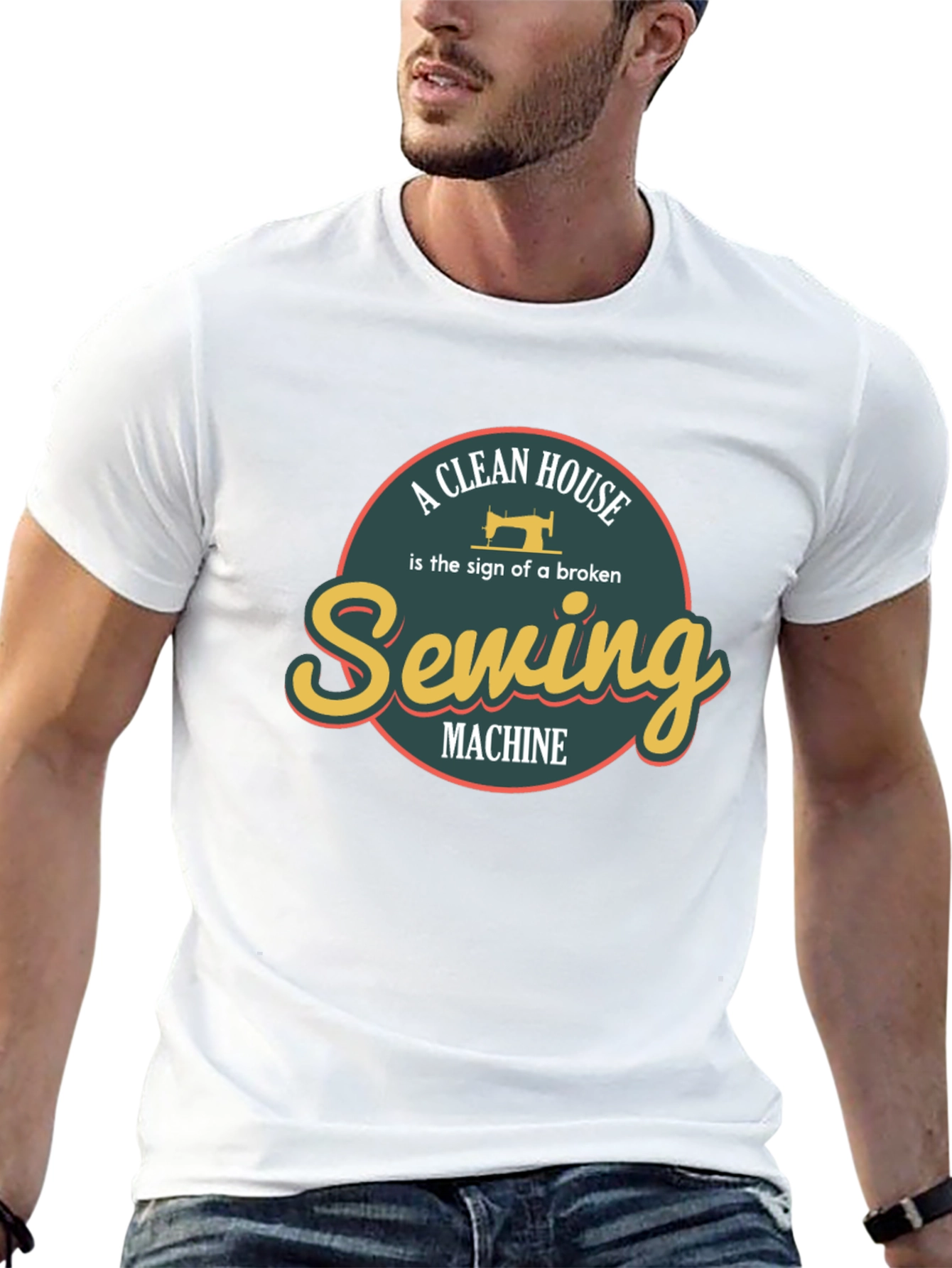 Black Funny Sewing Machine T-Shirt view 13