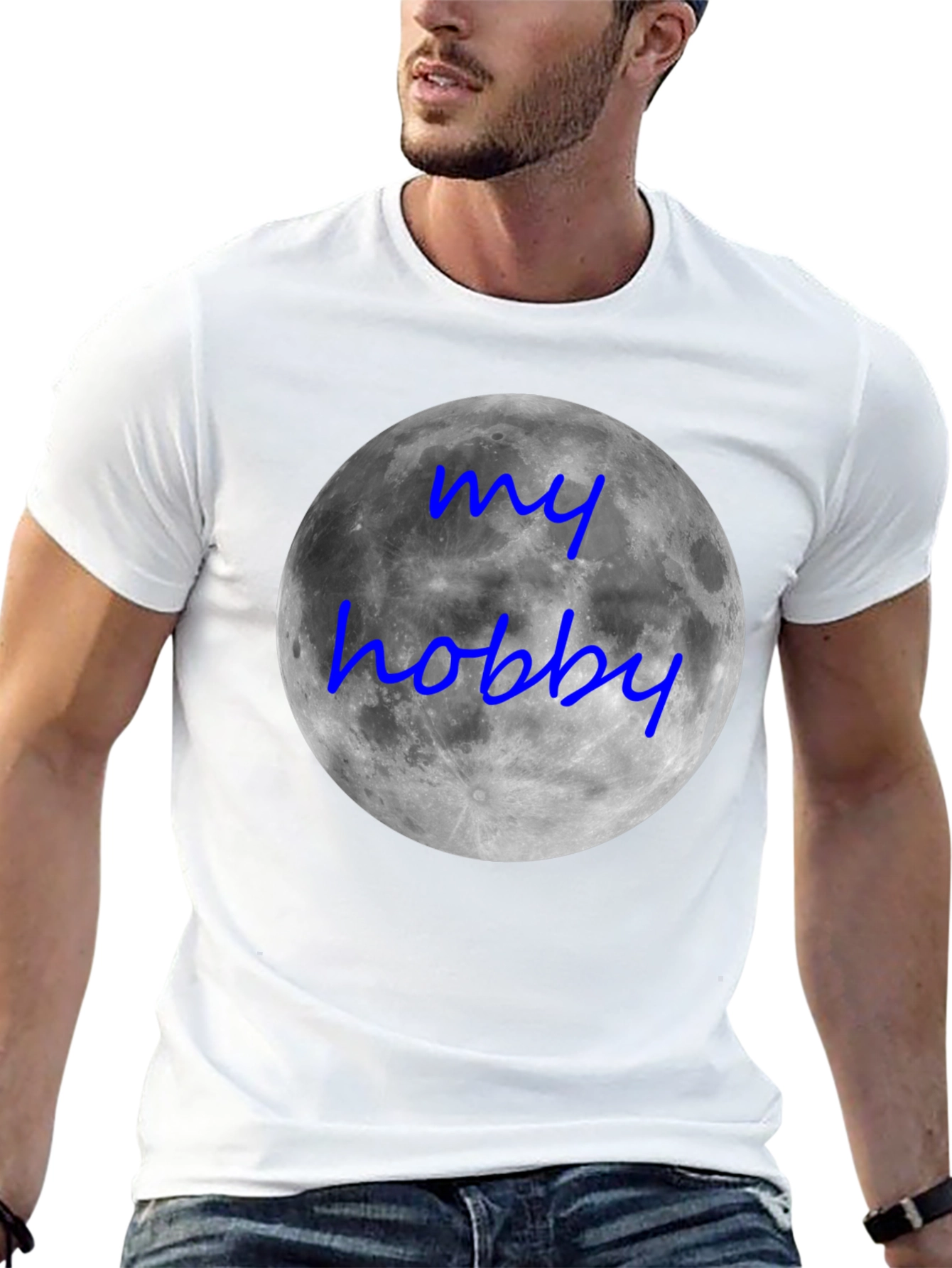 Black My Hobby Moon T-Shirt - Black Crew Neck Tee view 13