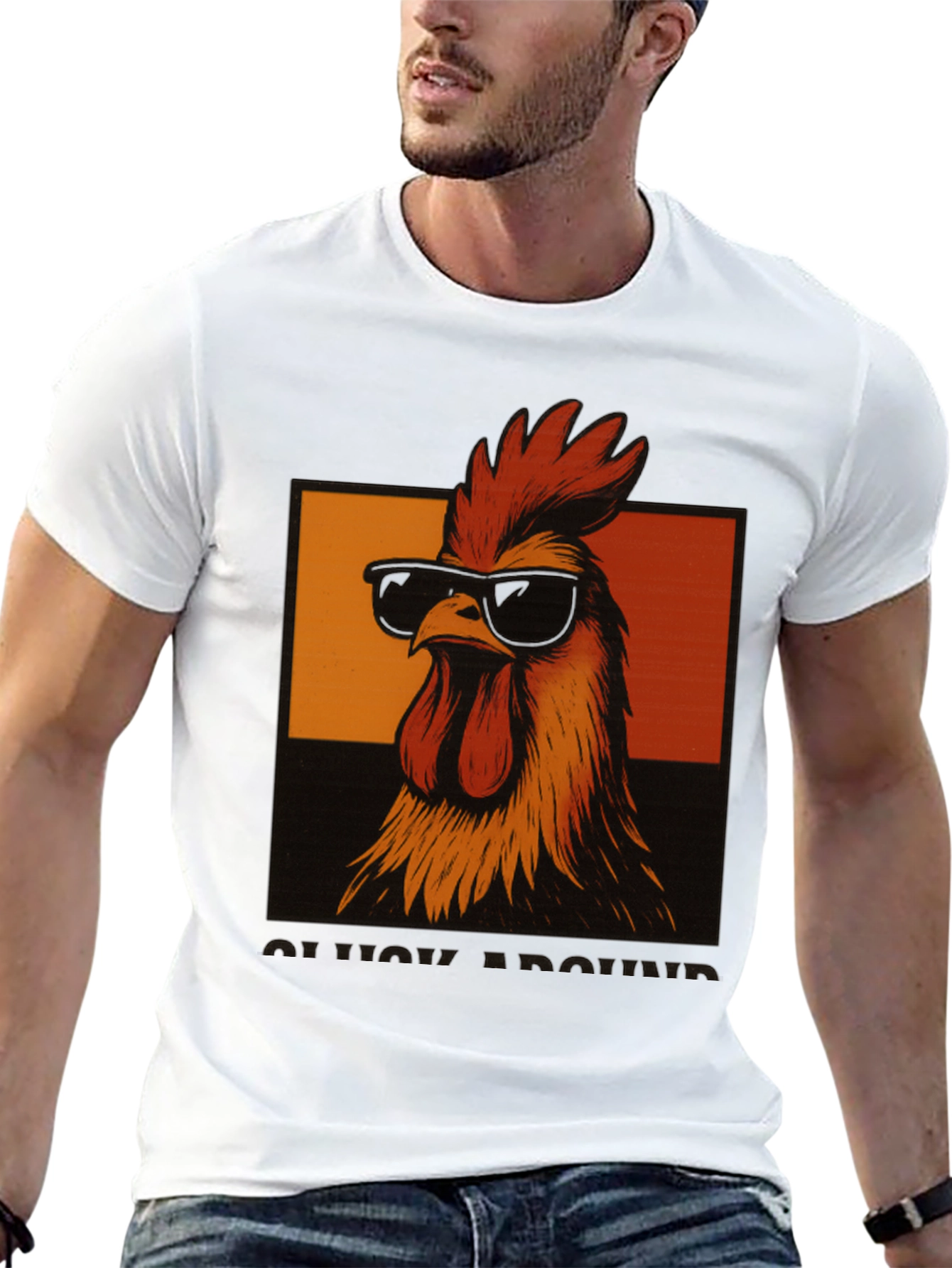 Black Cool Rooster T-Shirt - Funny Chicken Graphic Tee view 13