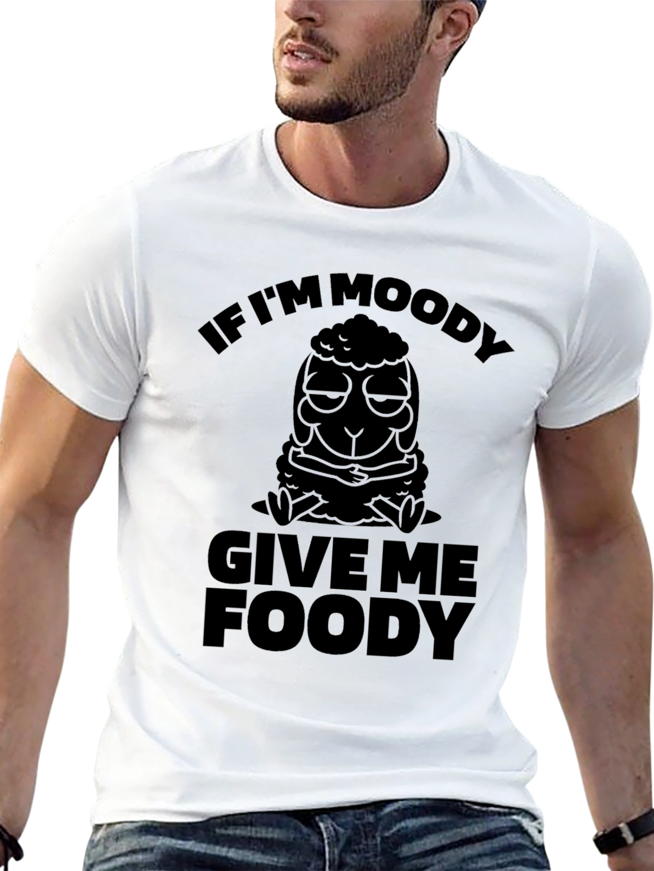 Black Moody Sheep Foody T-Shirt - Funny Unisex Tee view 13