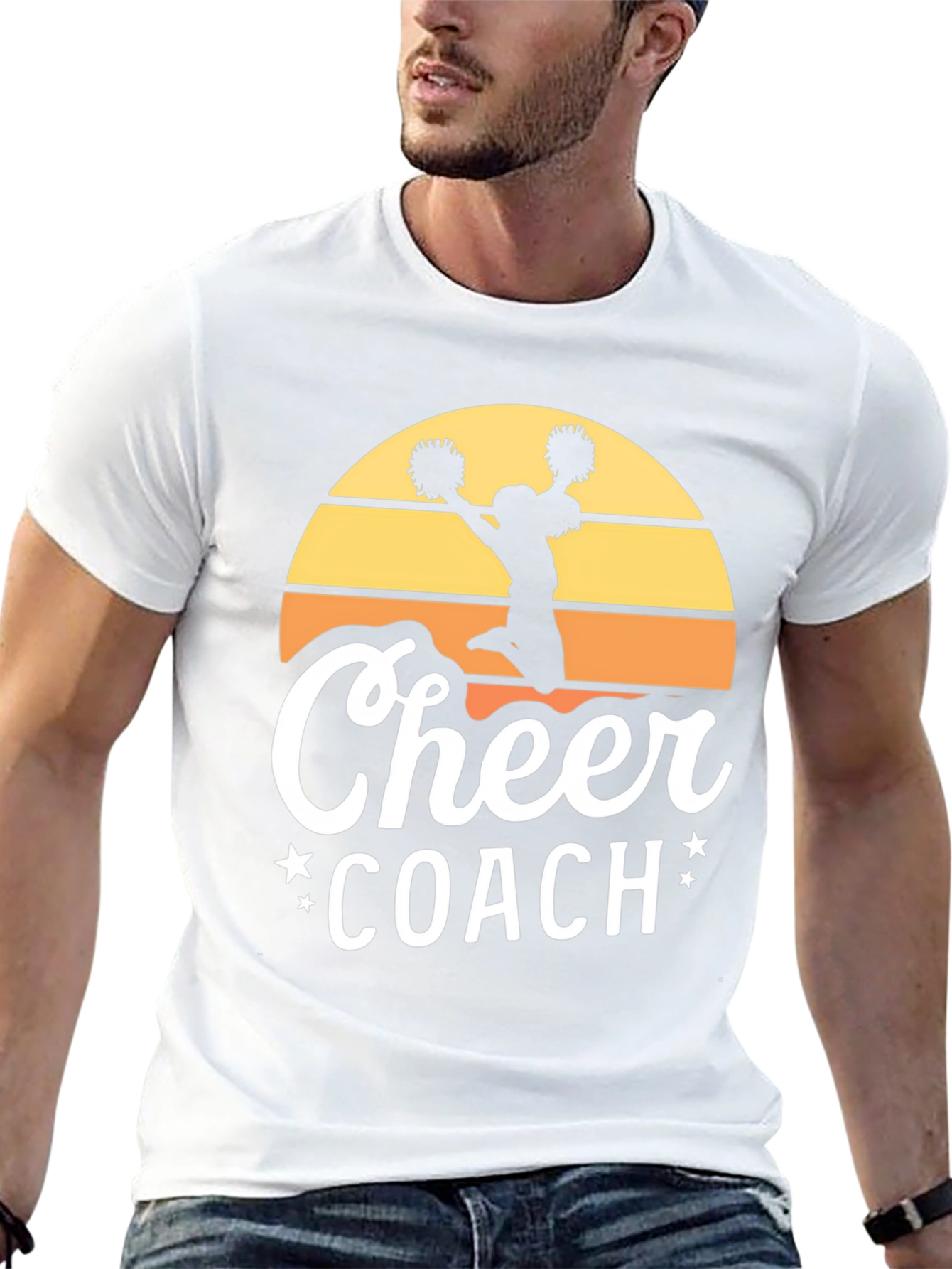 Cheer Coach Graphic Tee - Retro Sunset Design - 13