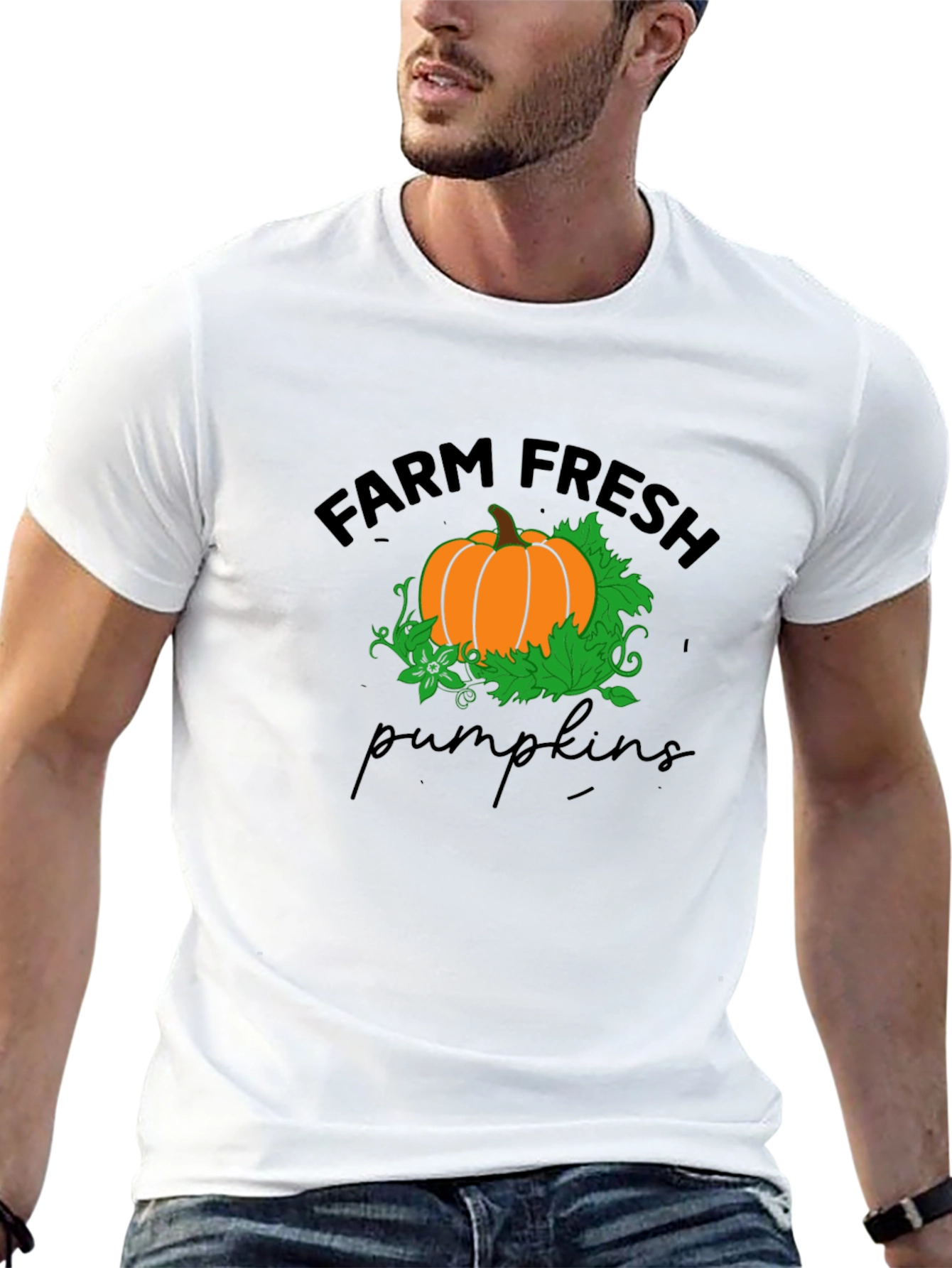 Black Farm Fresh Pumpkins T-Shirt - Black view 13