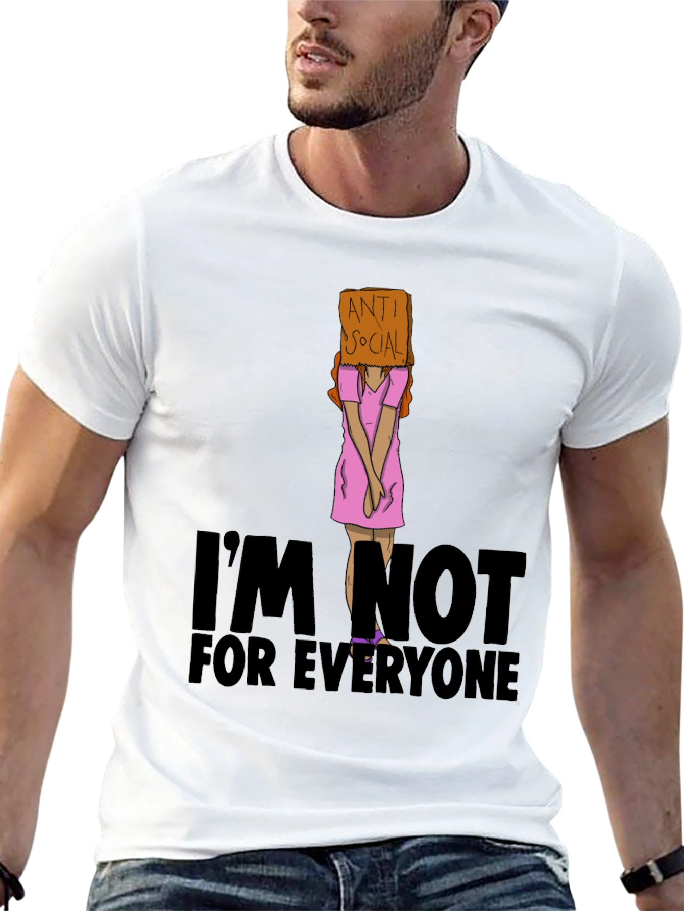 Black Anti Social Graphic T-Shirt - Introvert Fashion view 13