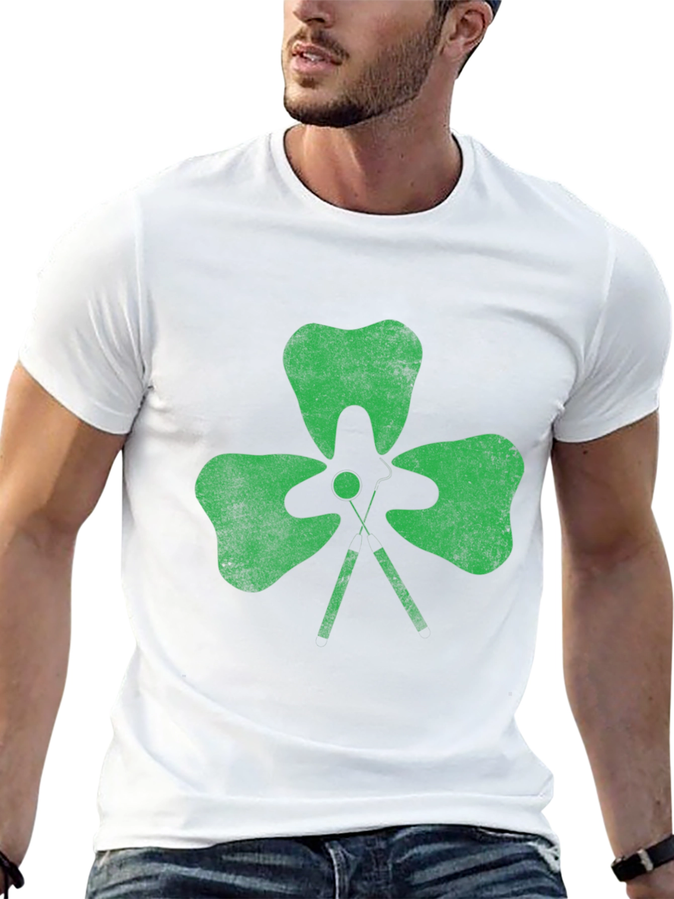 Black Shamrock Golf Tee T-Shirt - Lucky Green Tee view 13