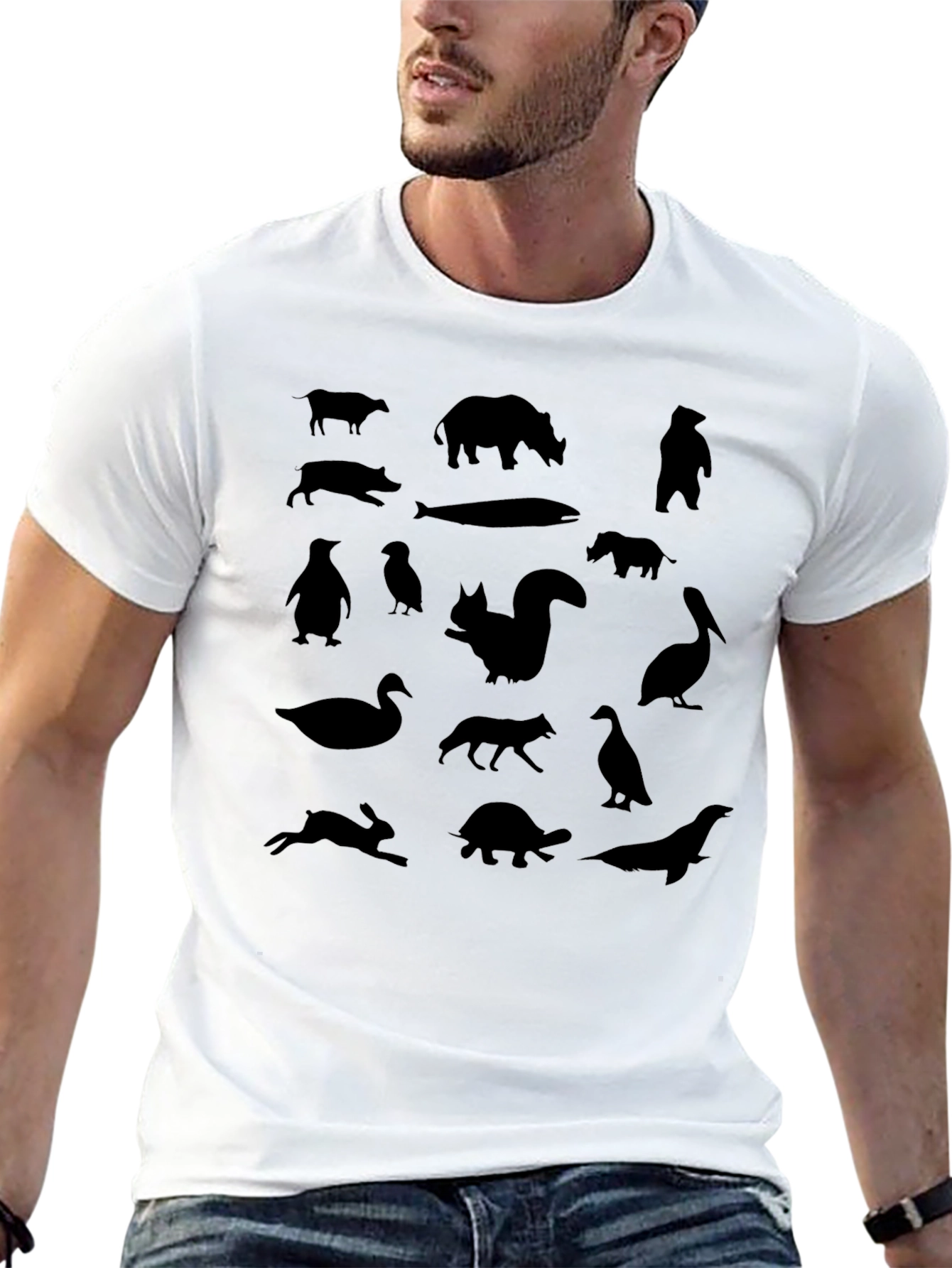 Animal Silhouettes Black T-Shirt - 13