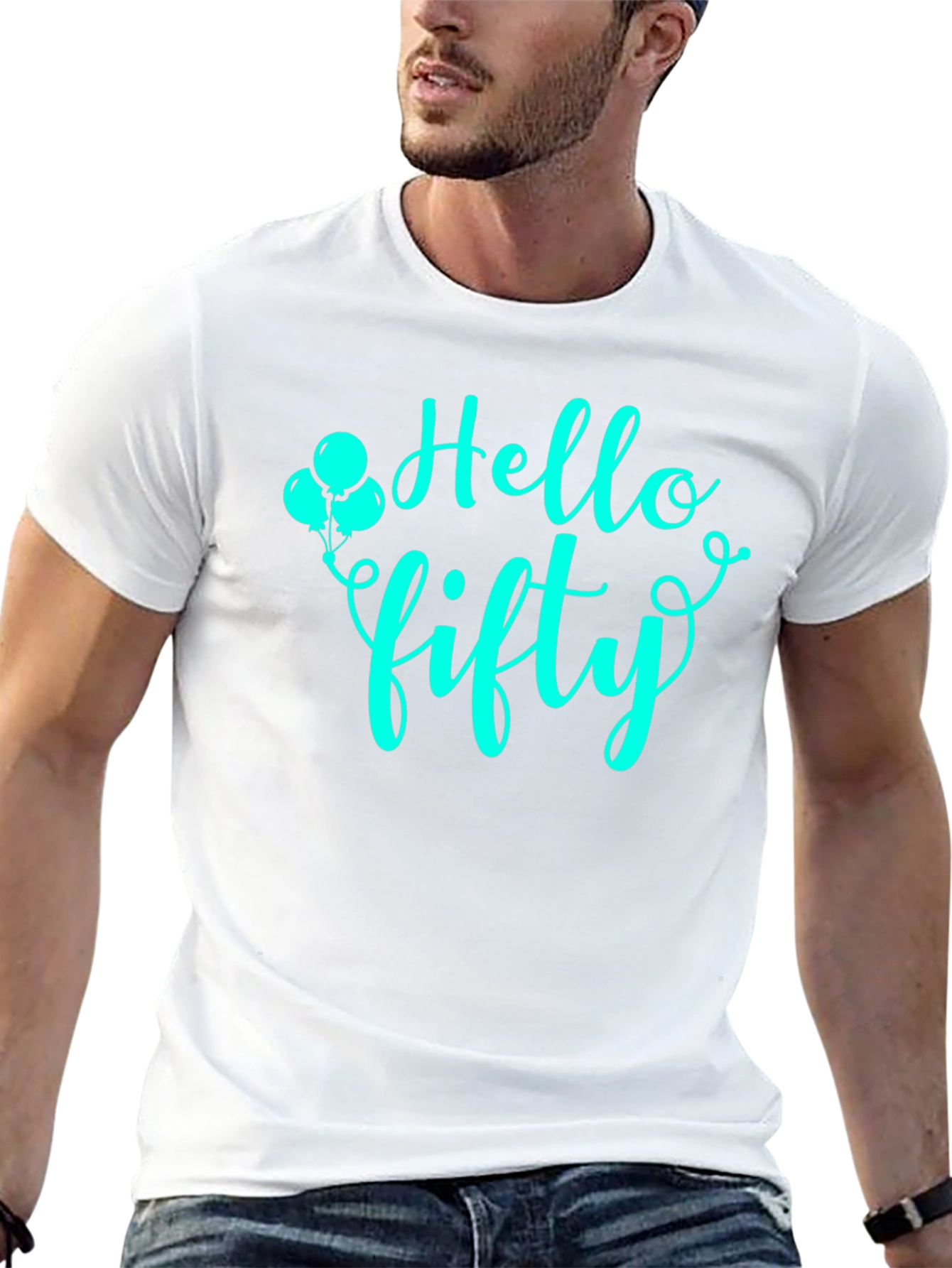 Black Hello Fifty Graphic T-Shirt - Birthday Celebration Tee view 13