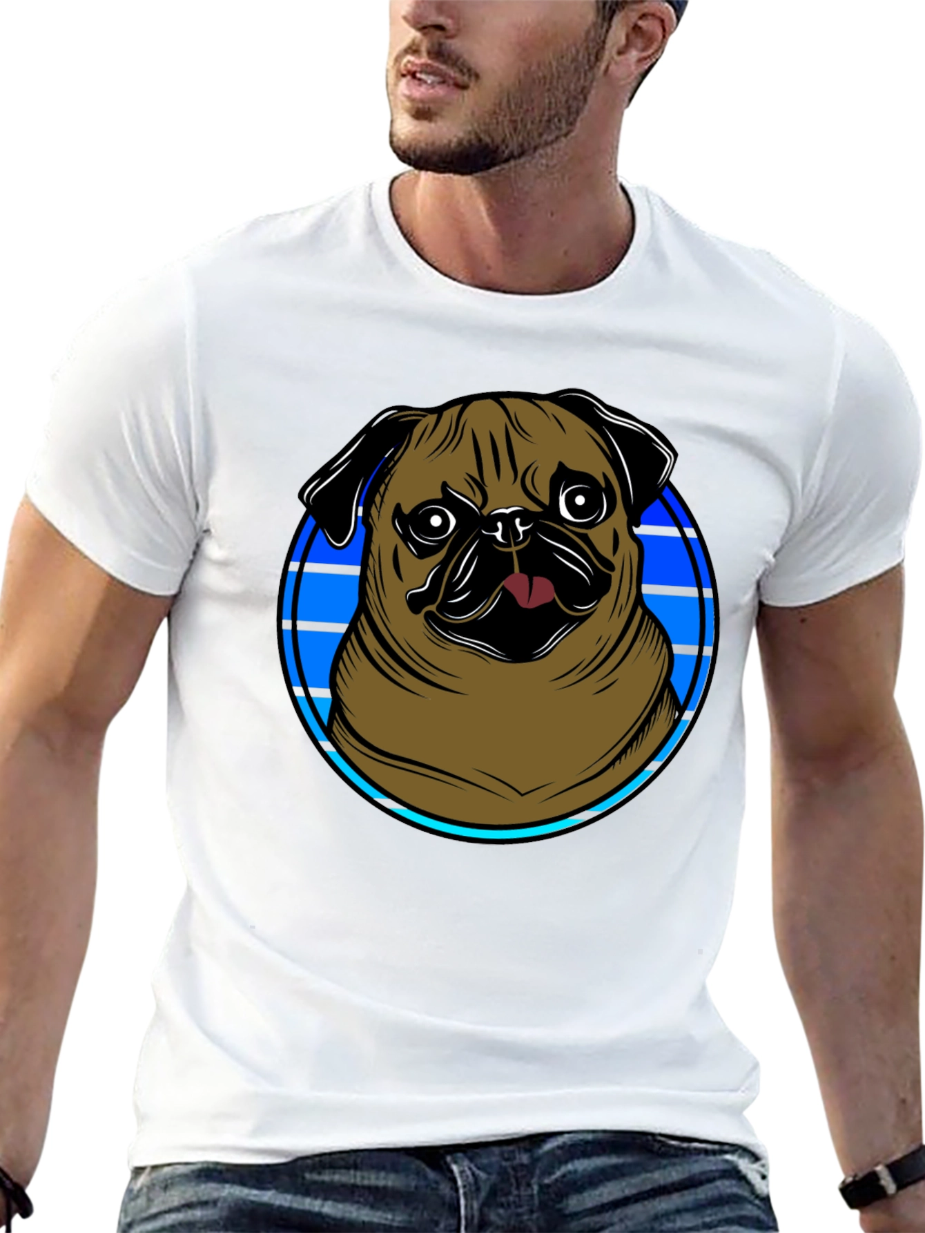 Black Pug Graphic Tee - Men's Black T-Shirt view 13