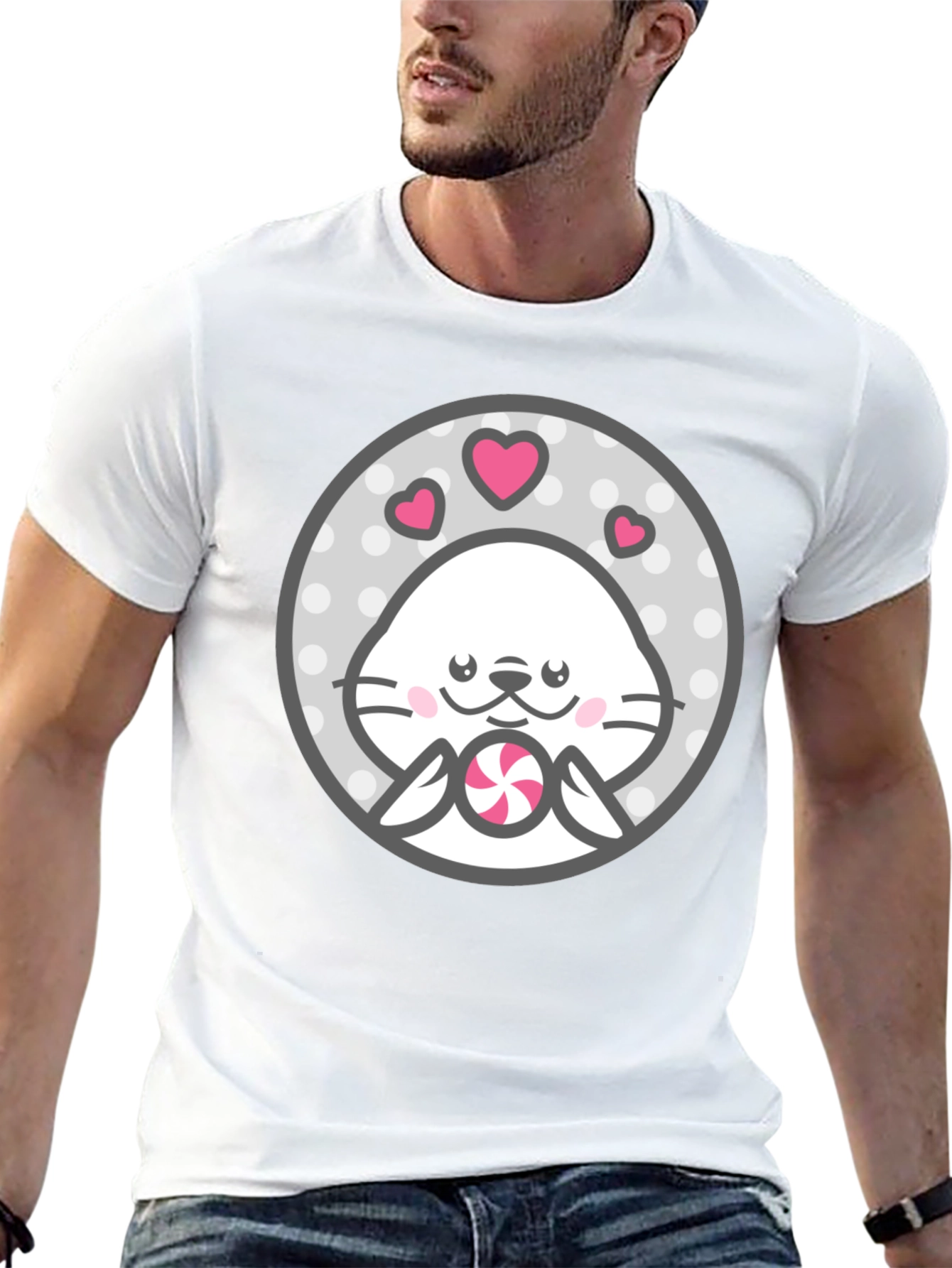 Black Kawaii Seal Lollipop Graphic Tee - Cute & Stylish Shirt view 13