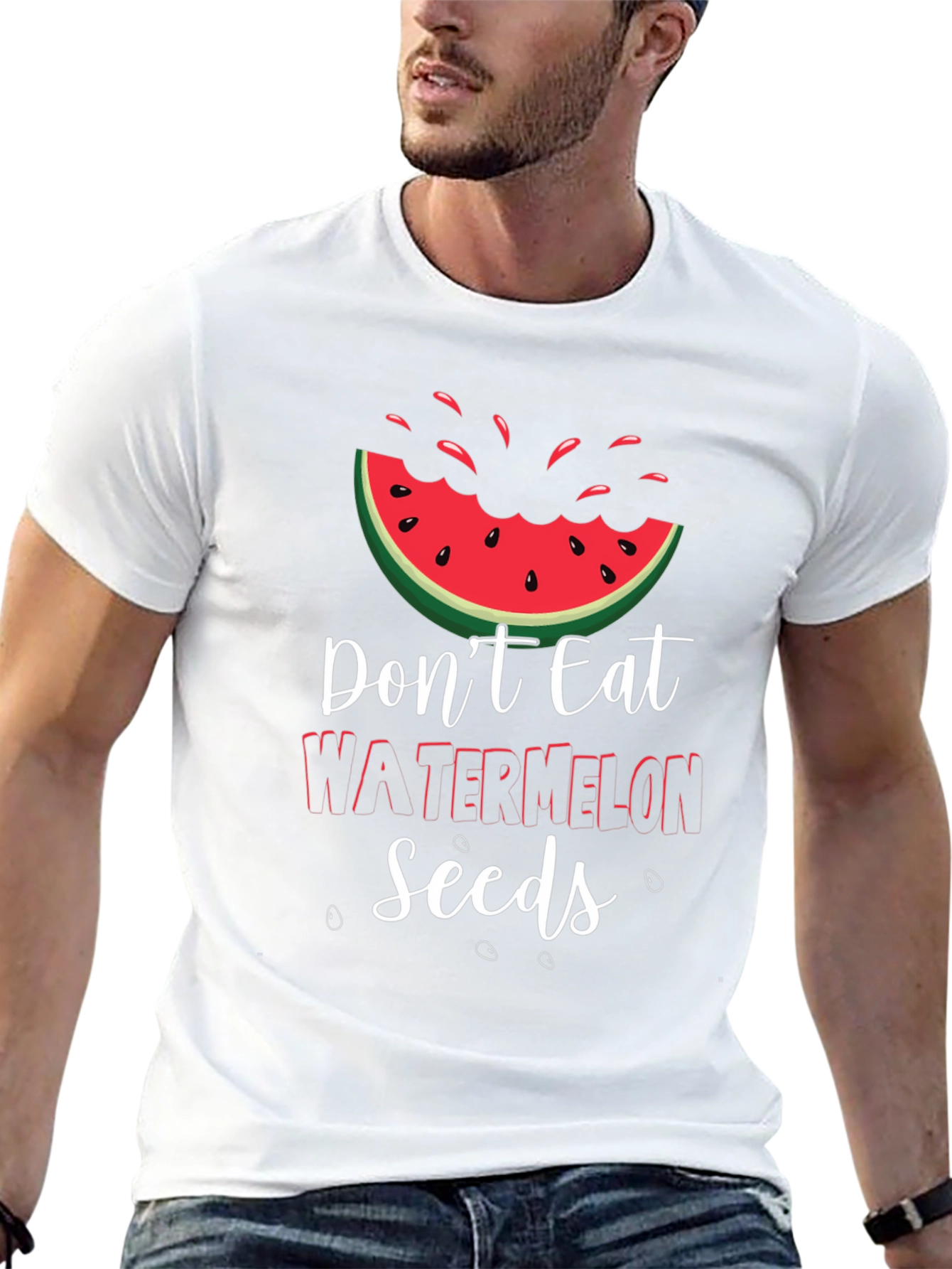 Black Funny Watermelon Seeds Graphic Tee view 13